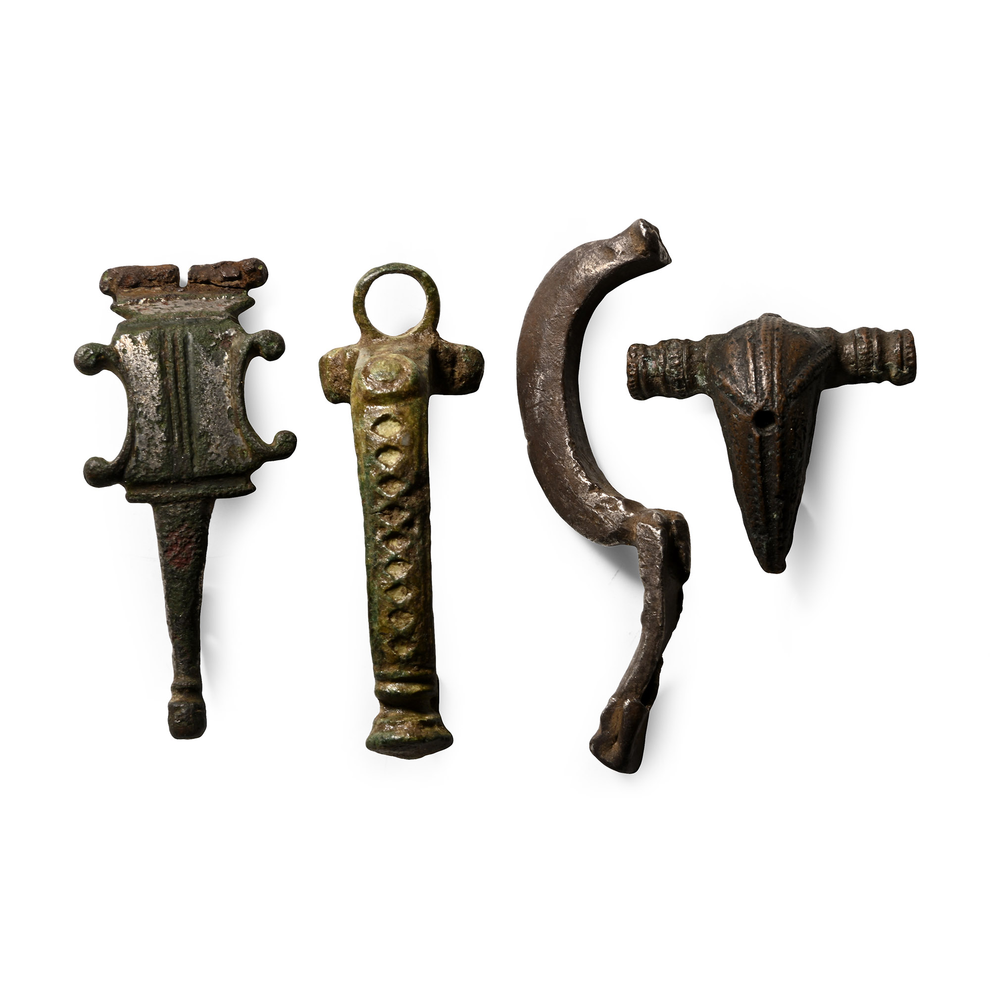Roman Bronze and Silver Bow Brooch Group