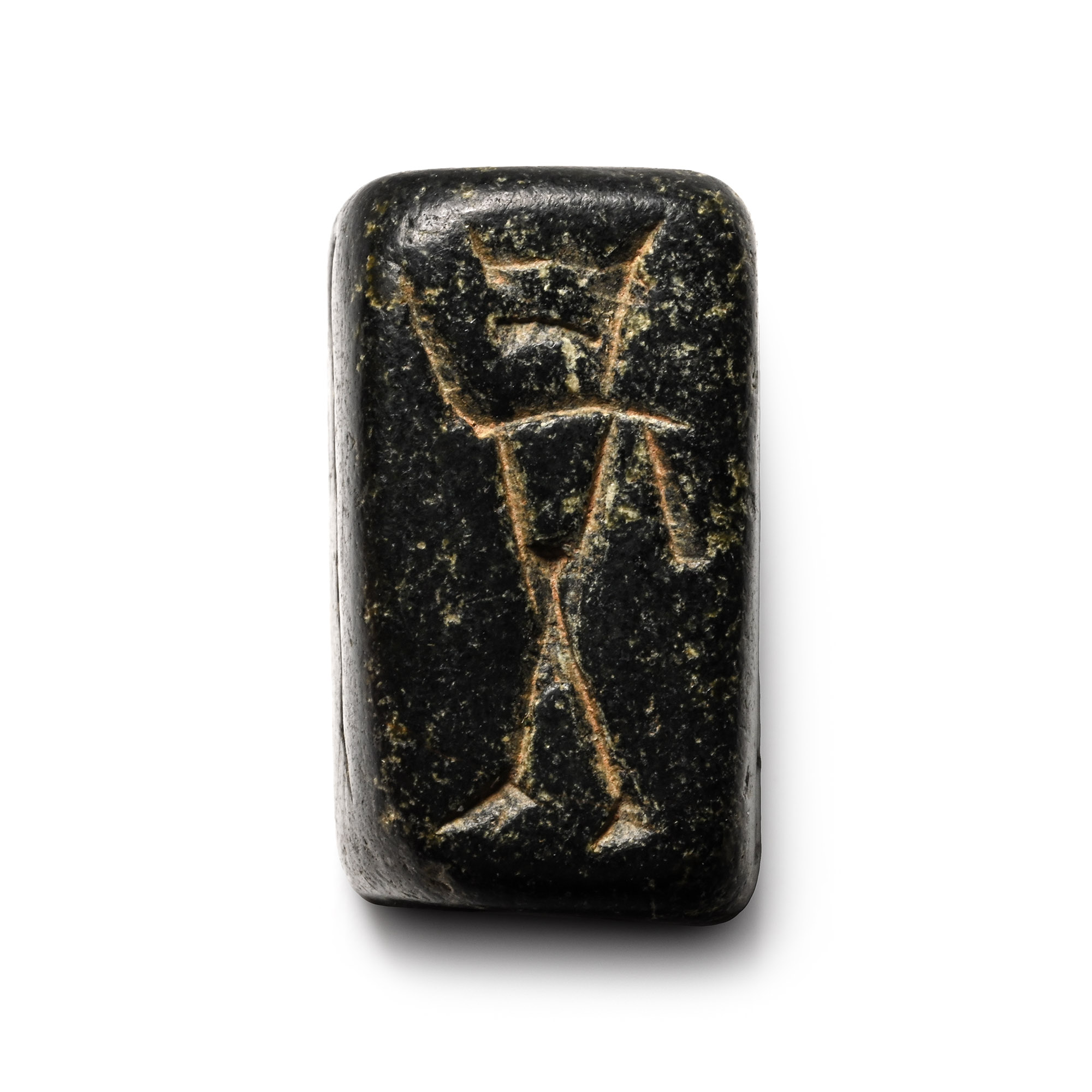 Assyrian Steatite Four-Sided Seal with Figures and Magical Symbols