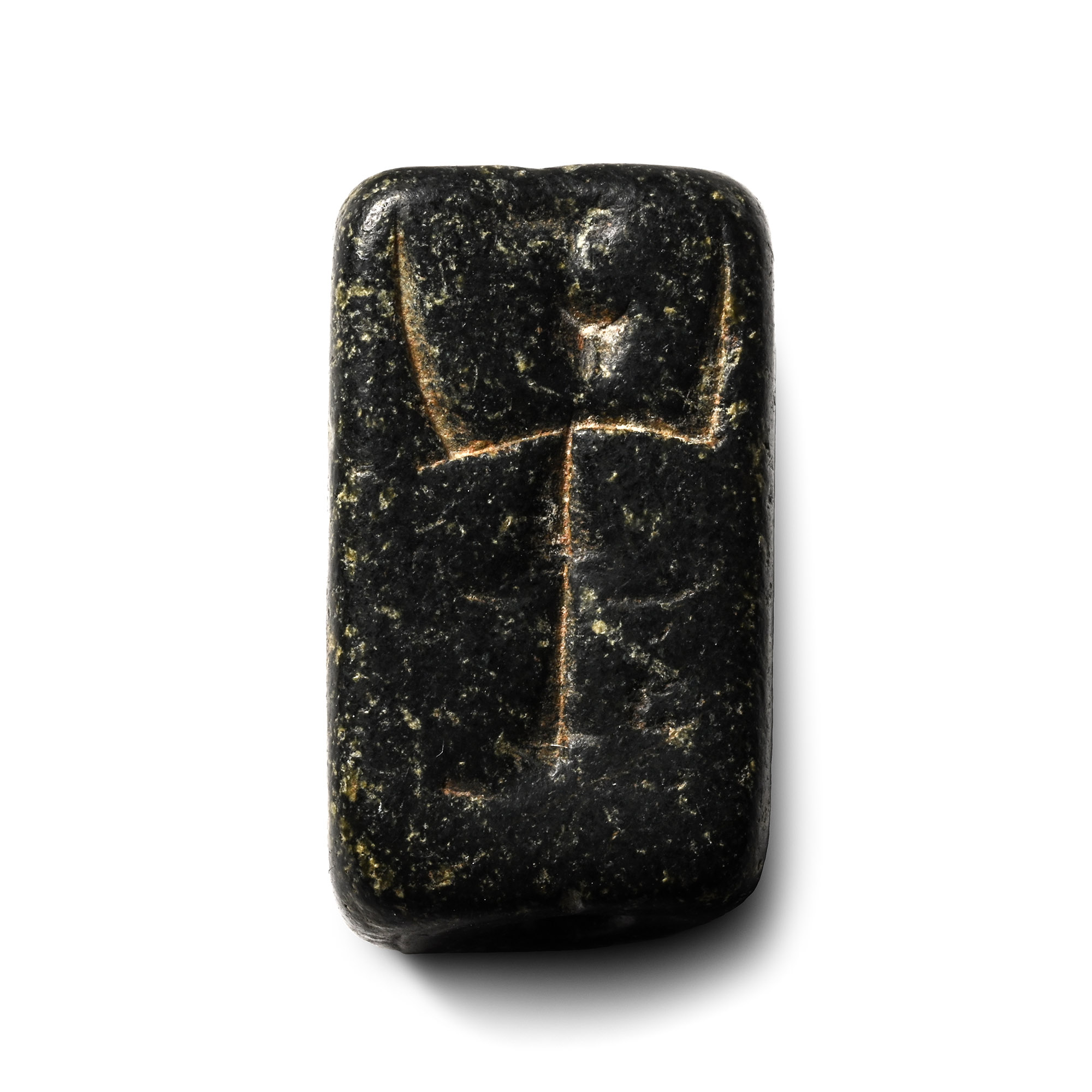 Assyrian Steatite Four-Sided Seal with Figures and Magical Symbols