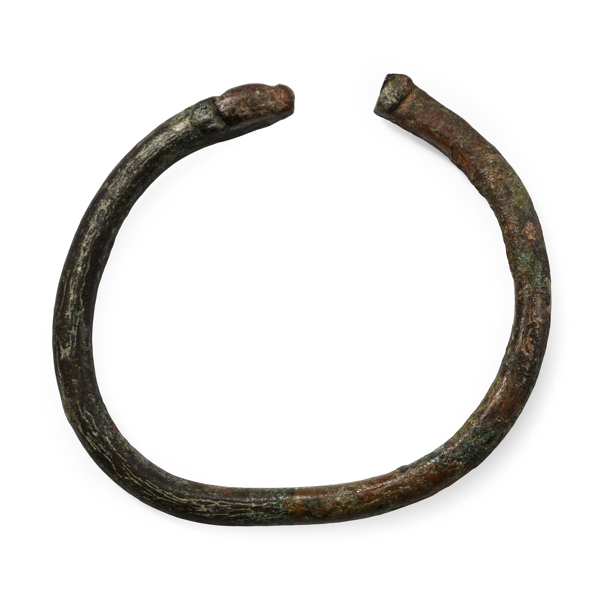 Roman Bronze Bracelet with Animal Head Terminal