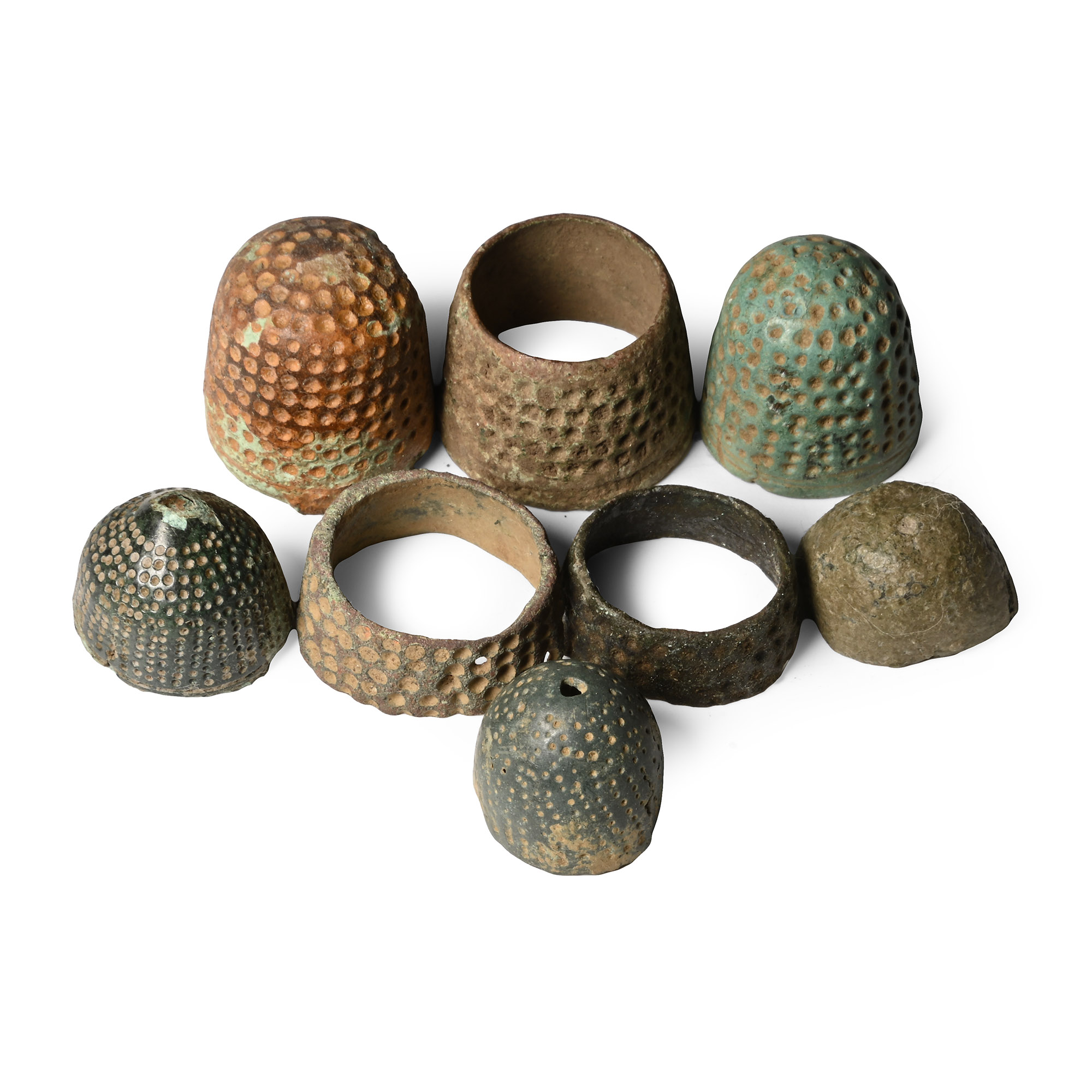 Medieval Bronze Beehive and Other Thimble Collection