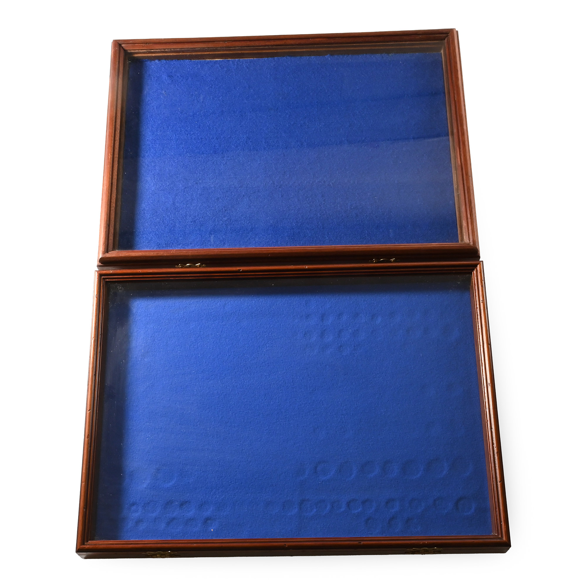 Group of Two [2] Large Felt-Lined Display Cases