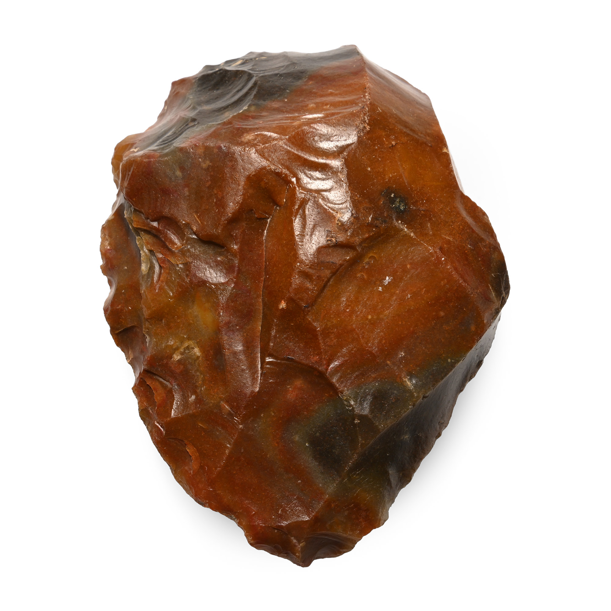 French Stone Age Mousterian Knapped Flint Bifacial Handaxe