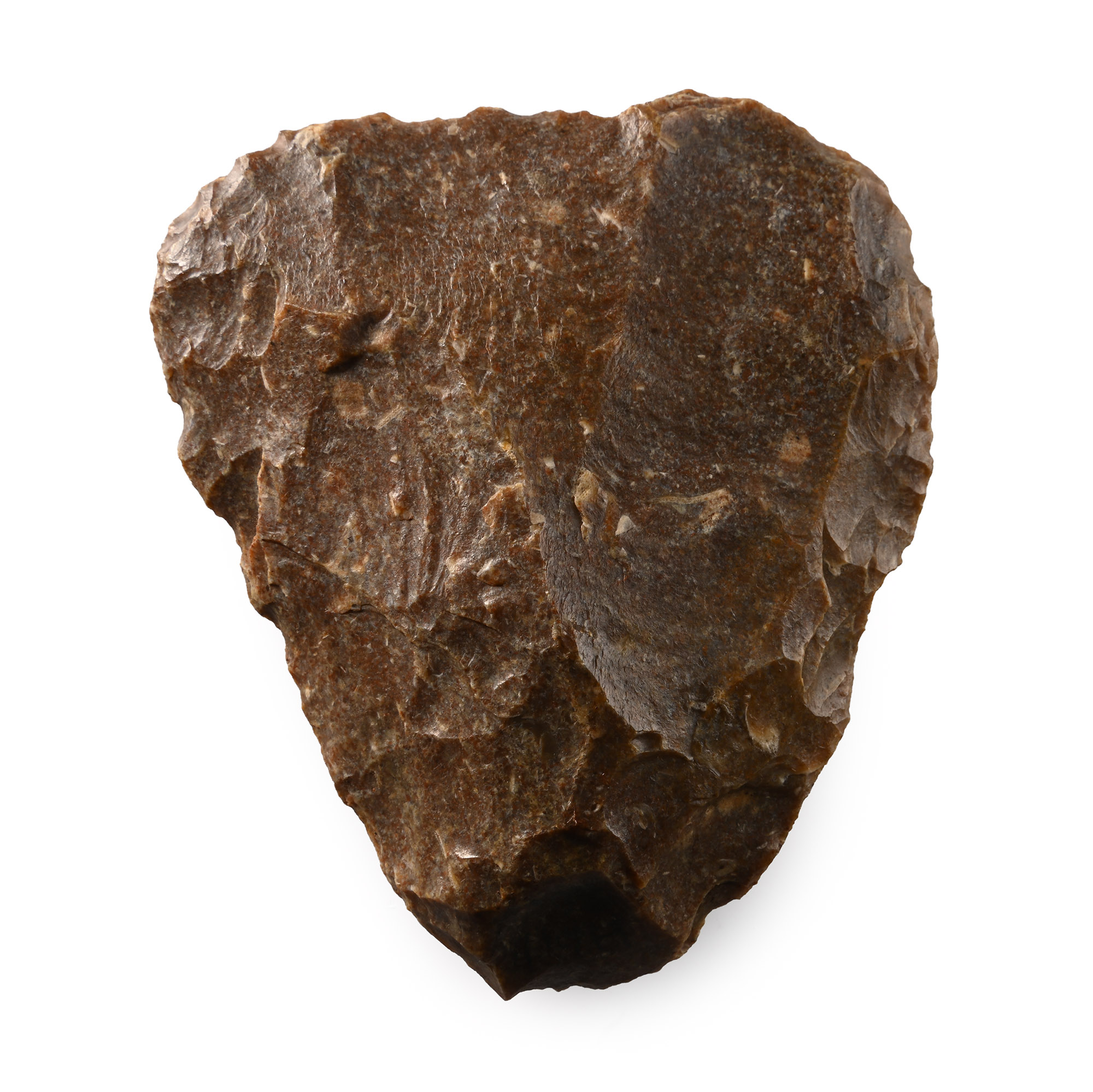 French Stone Age Triangular Mousterian Knapped Flint Handaxe