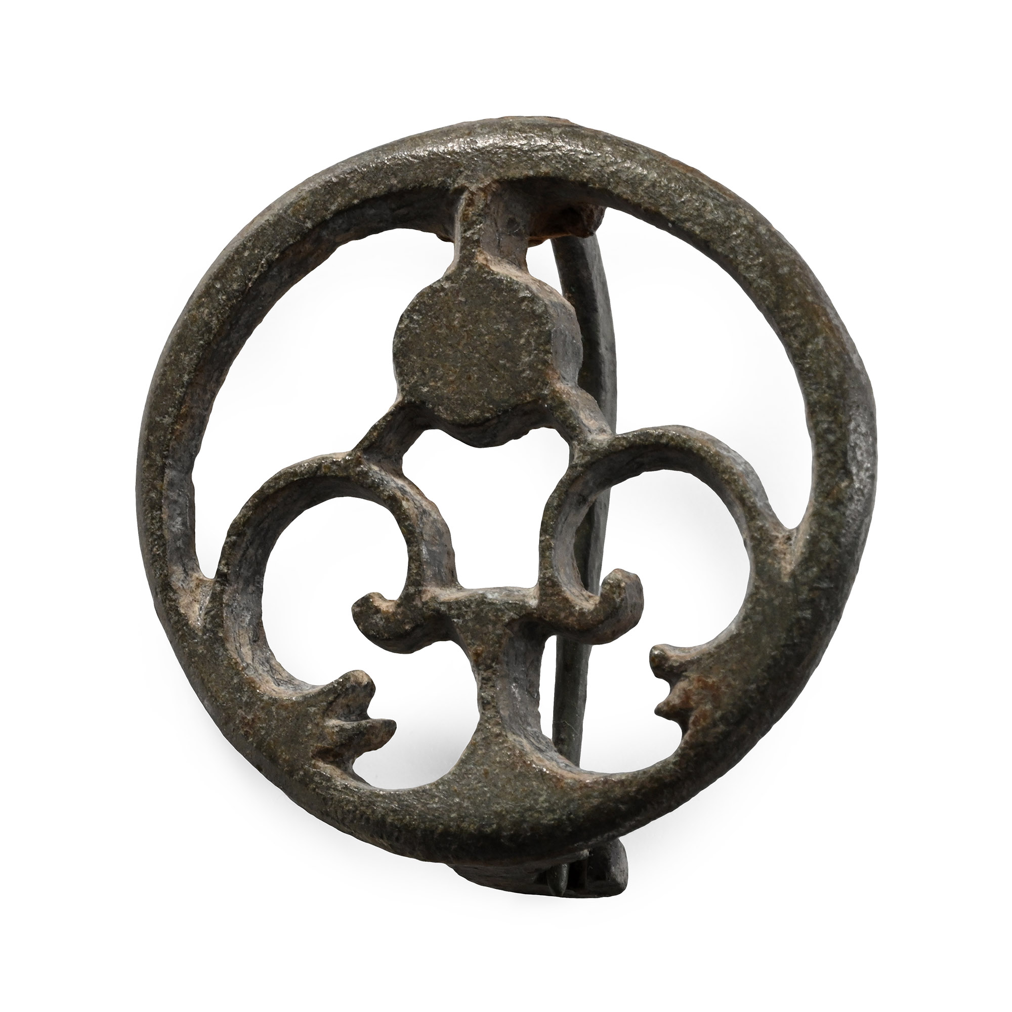 Roman Bronze Plate Brooch with Trumpets