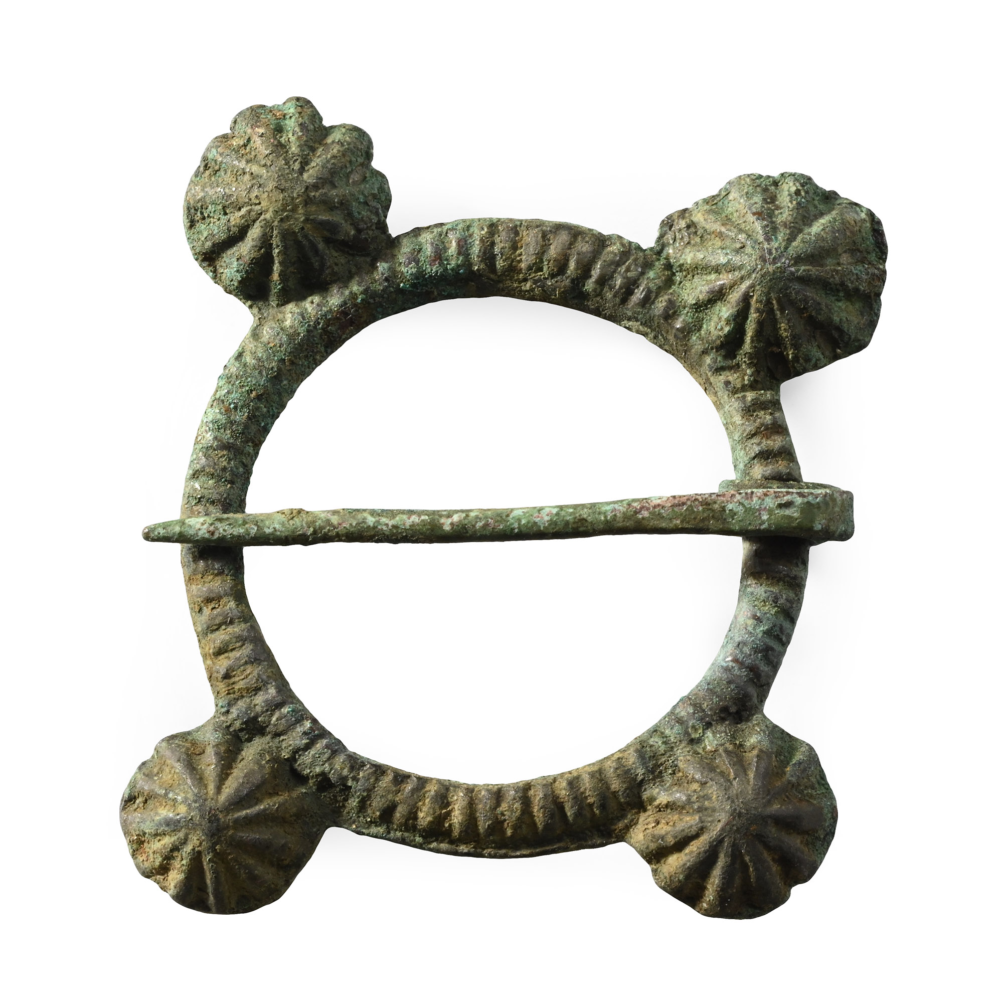 Saxon Bronze Ring Brooch with Bosses