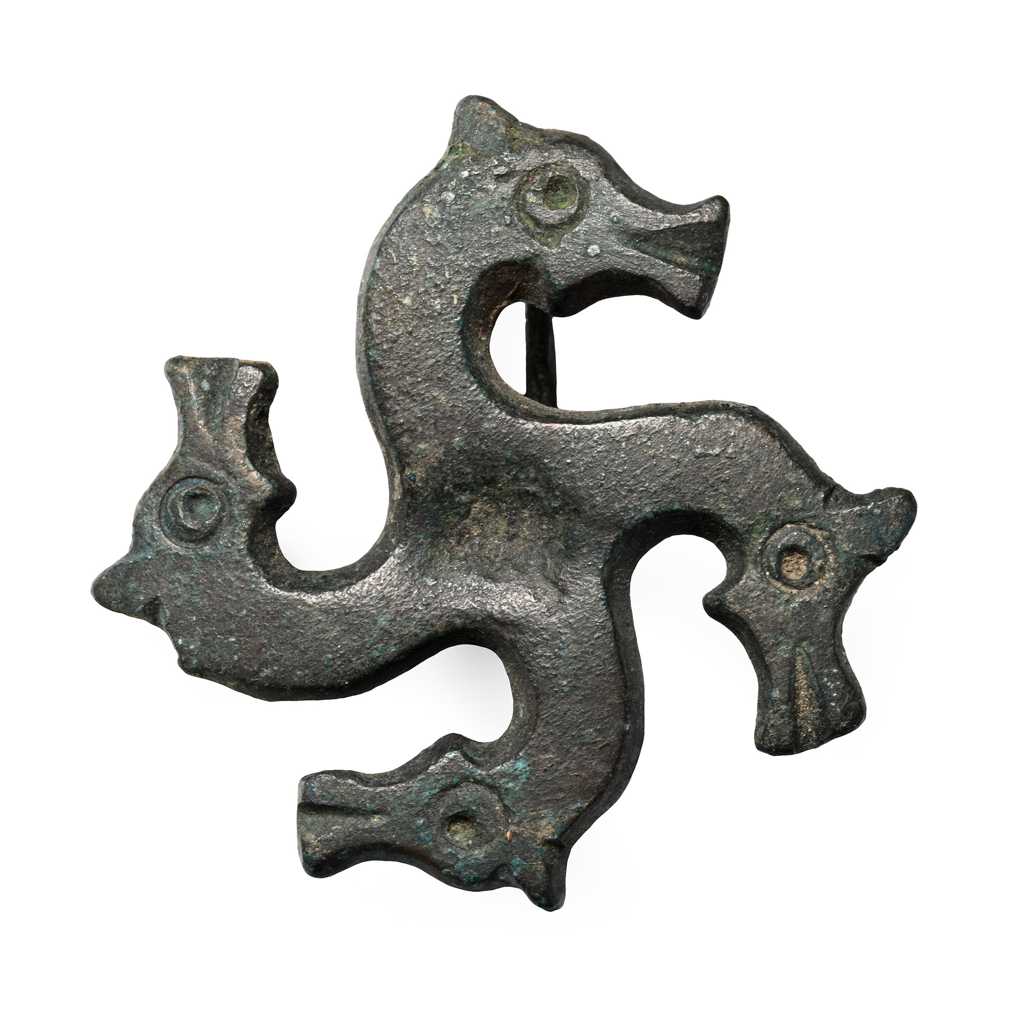 Roman Bronze Horse-Head Whorl Plate Brooch