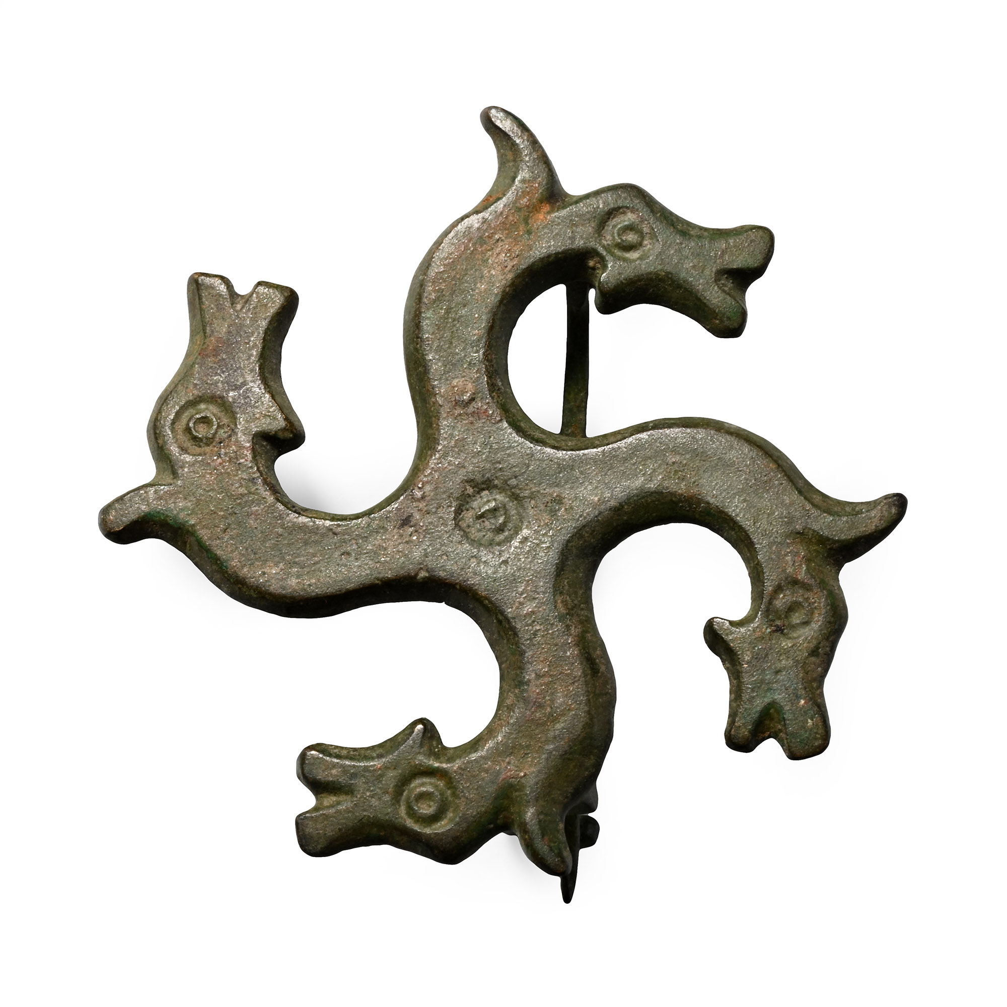 Roman Bronze Horse-Head Whorl Plate Brooch