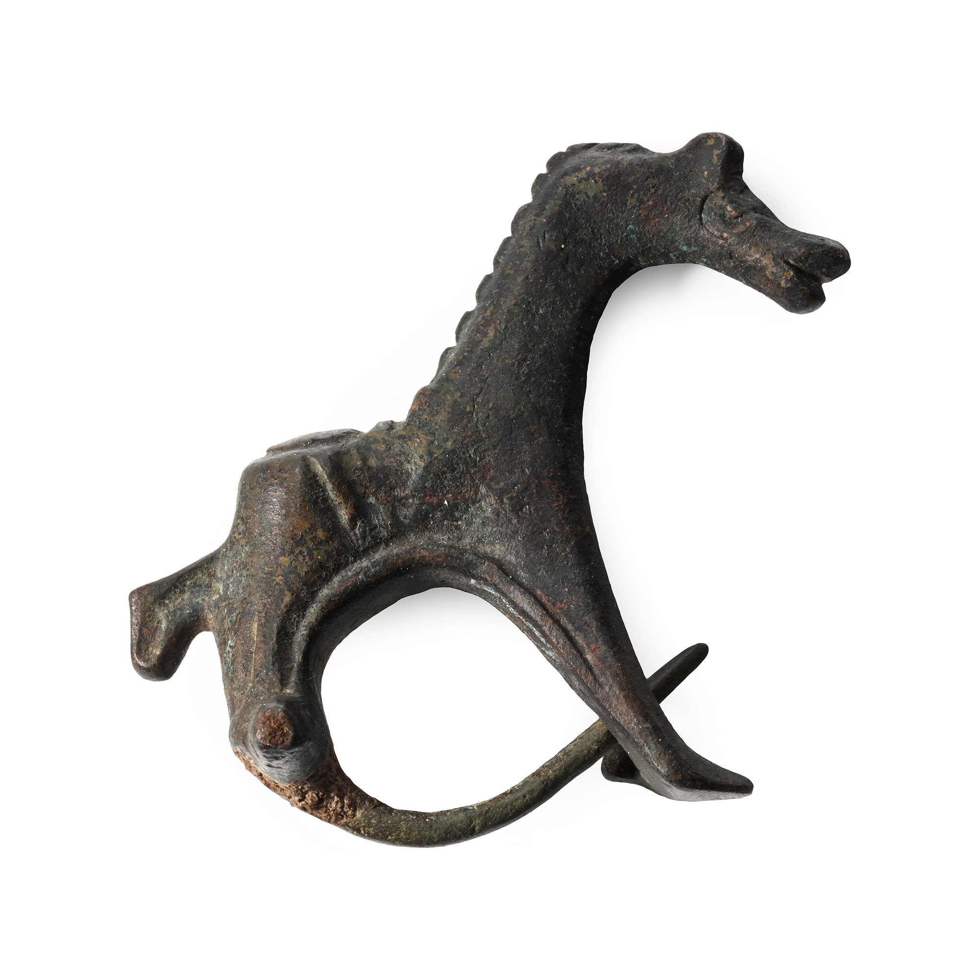 Roman Bronze Tall Horse Brooch