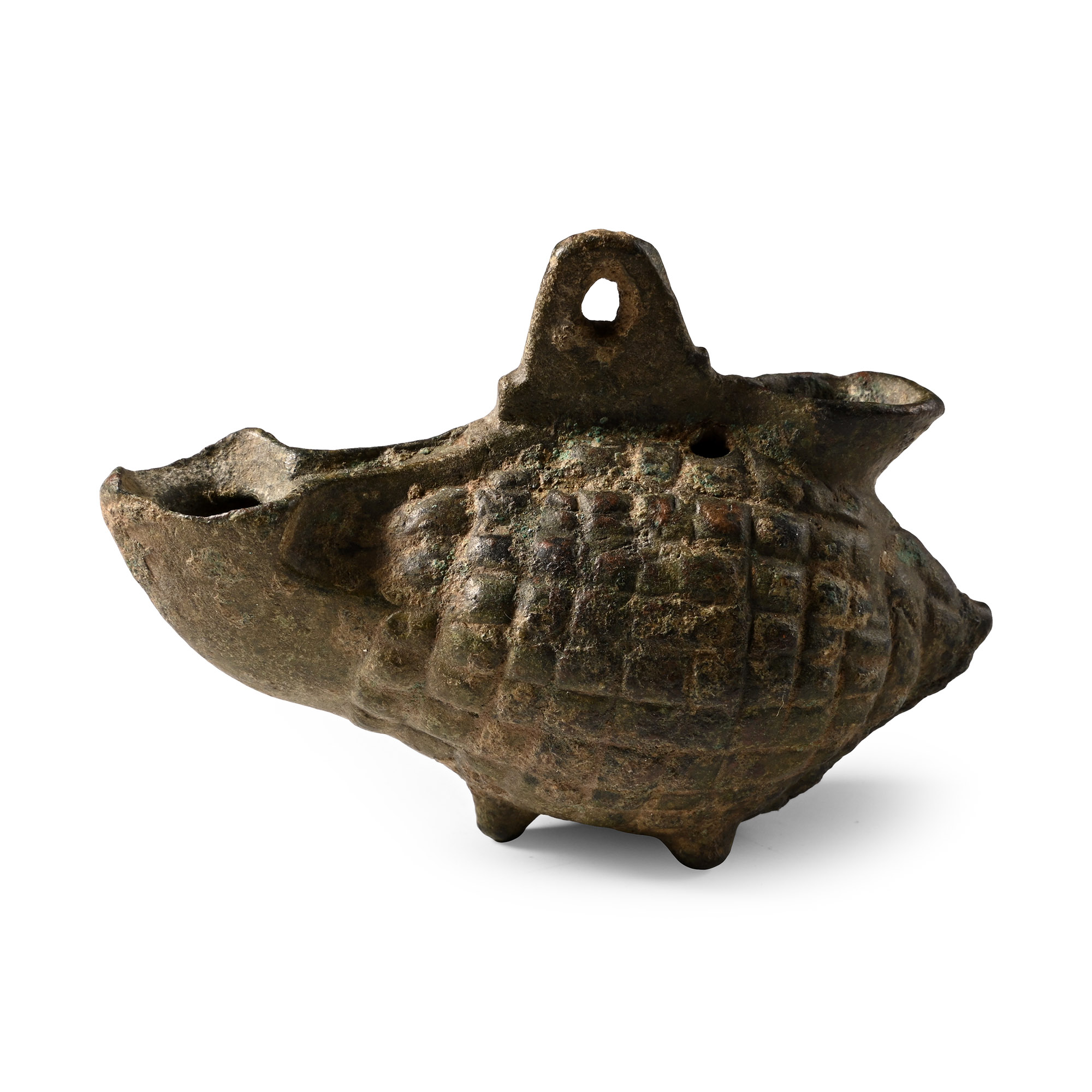 Roman Bronze Hanging Oil Lamp