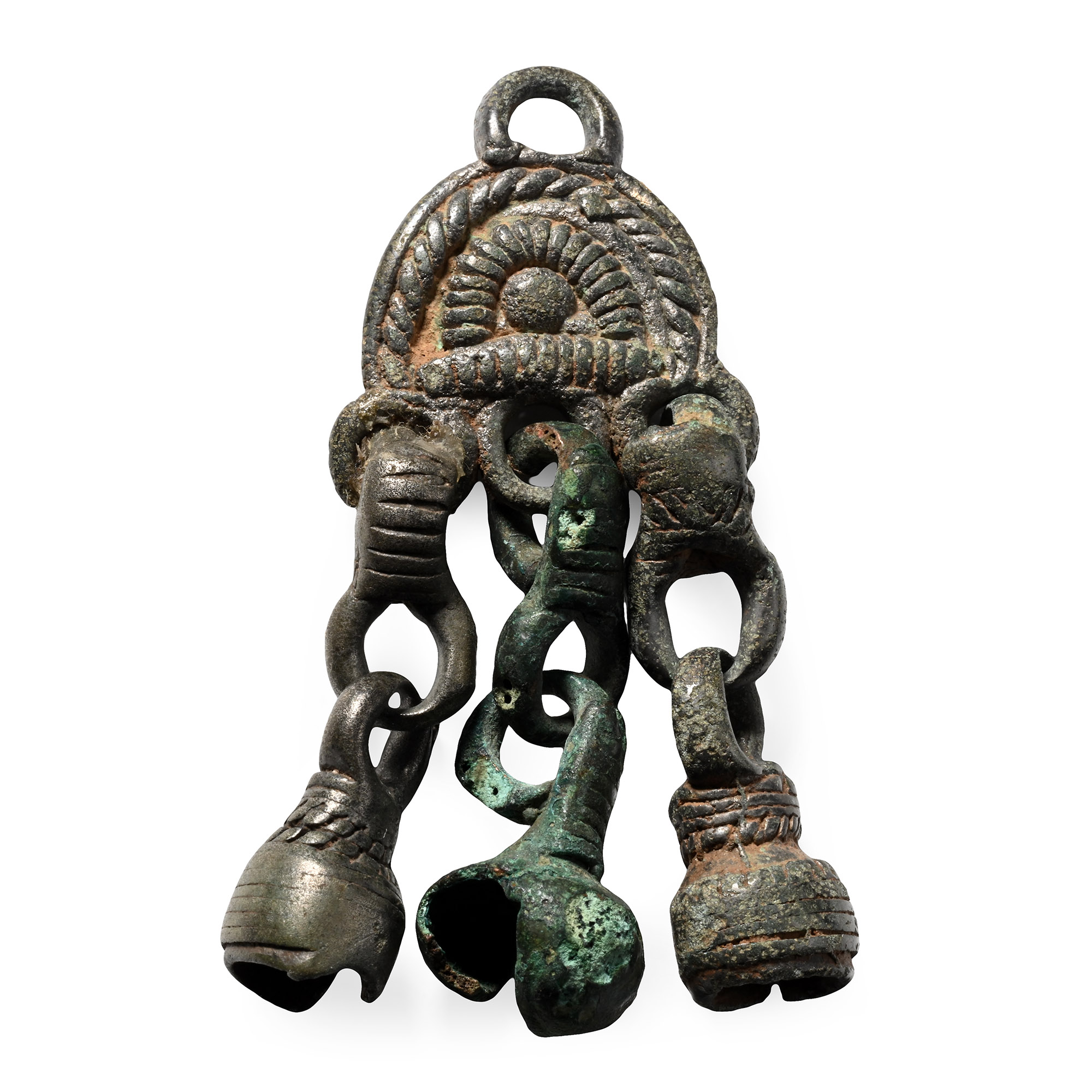 Viking Age Bronze Pendant with Bell-Shaped Drops
