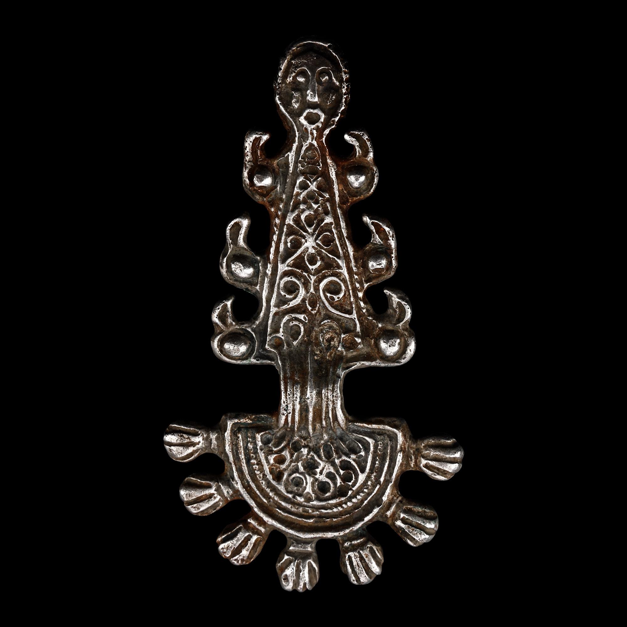 Germanic Silver Radiate-Headed Bow Brooch