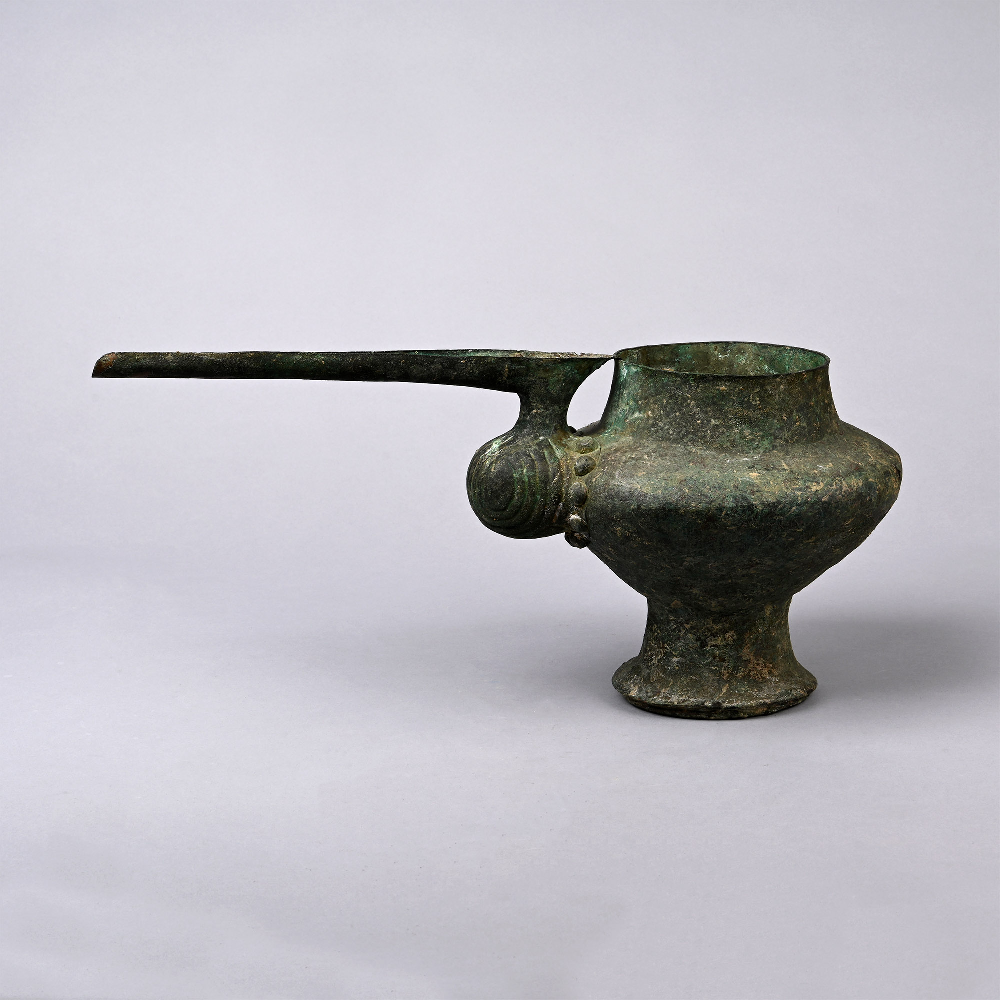 Large Amlash Bronze Spouted Libation Vessel
