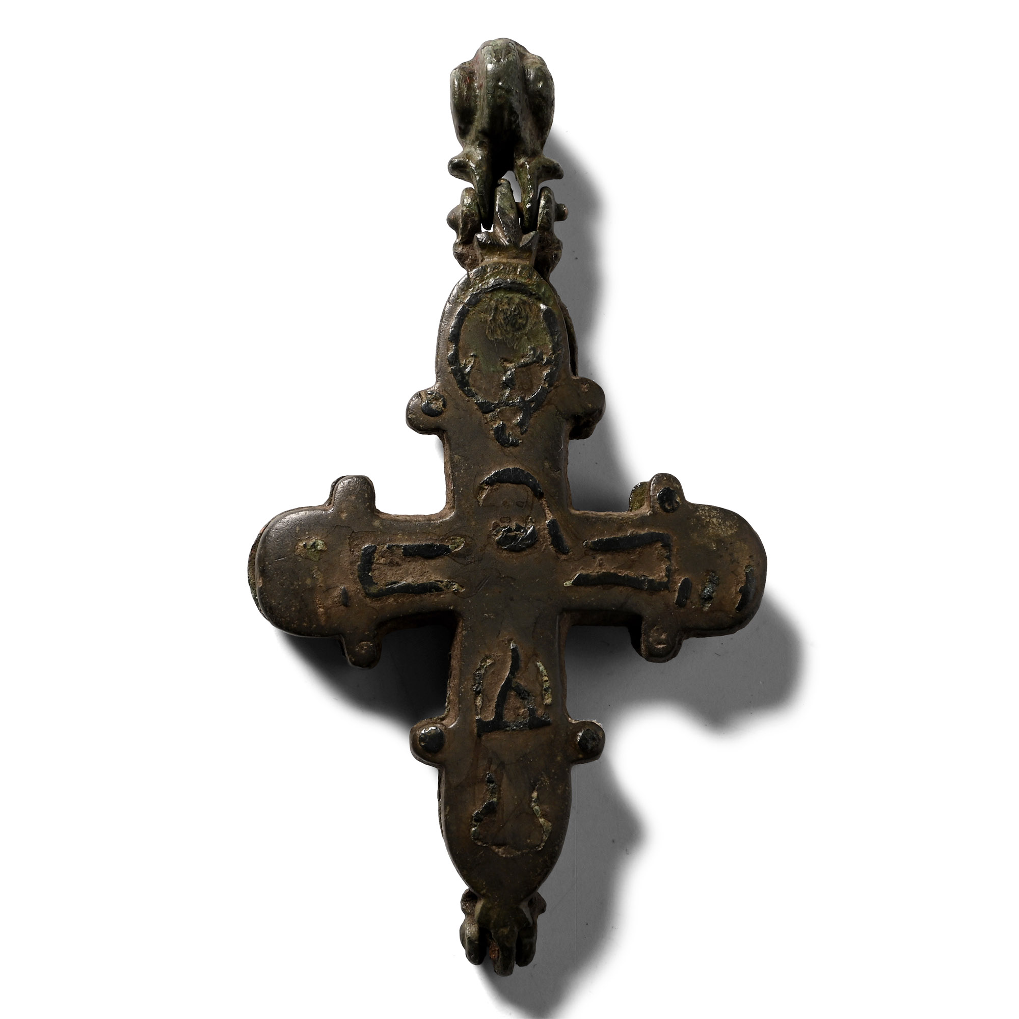 Large Byzantine Bronze Cross Pendant
