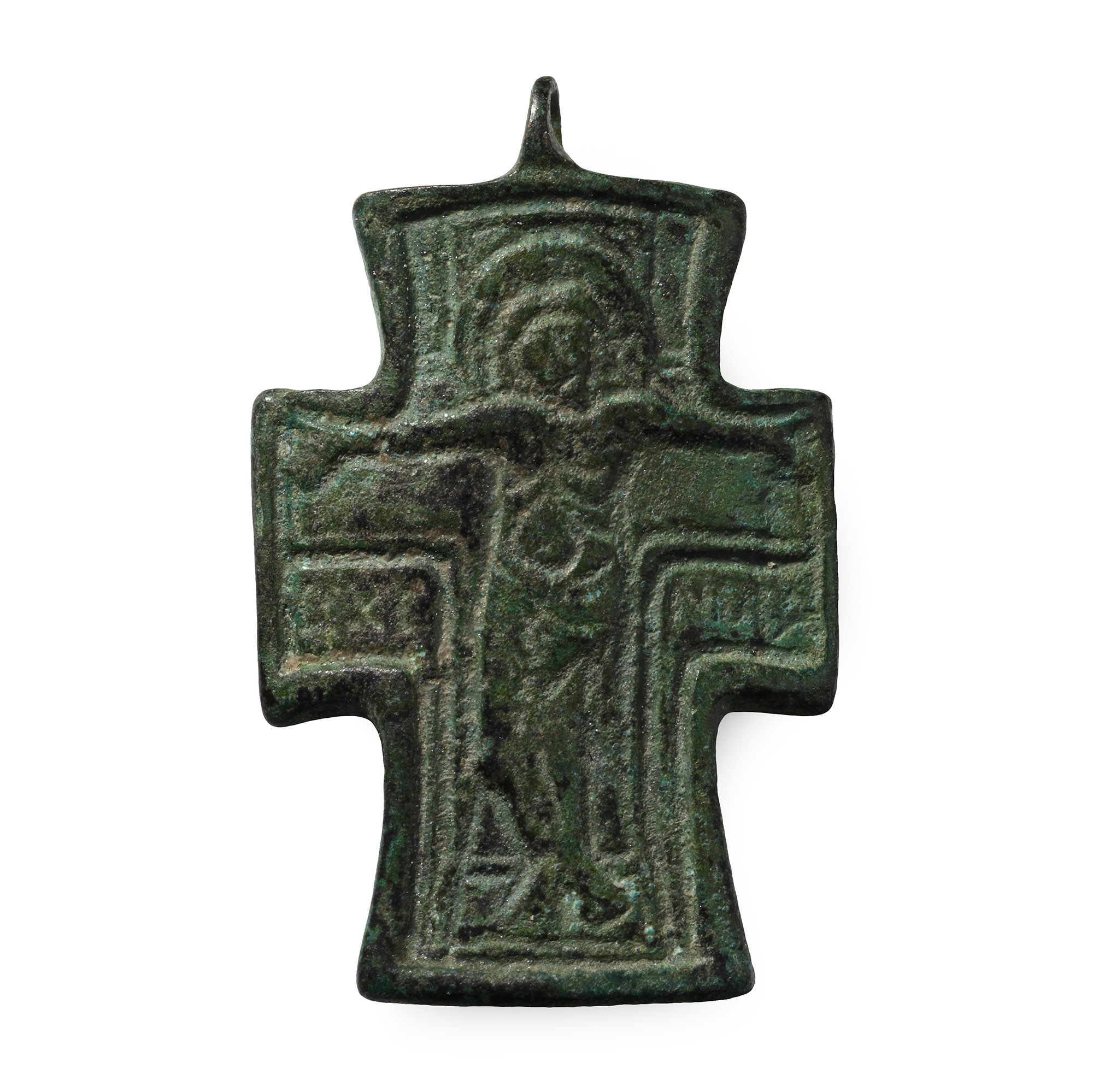Byzantine Bronze Cross Pendant with Christ