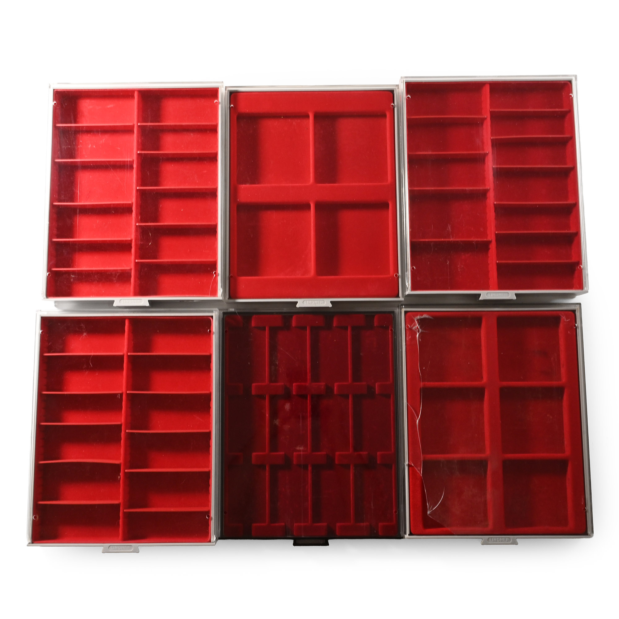 Group of Six [6] Lindner Lined Collector's Trays