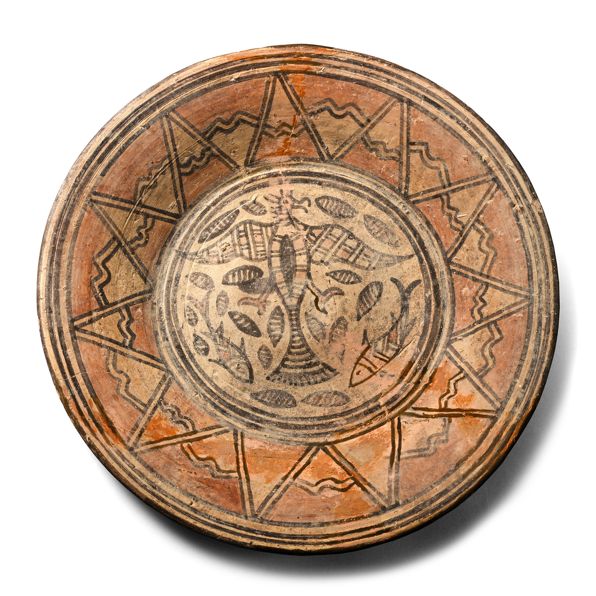 Large Indus Valley Plate with Eagle and Fish