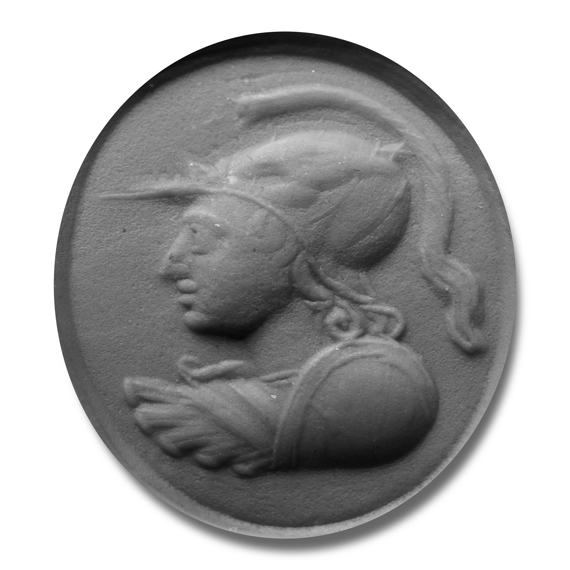 Chalcedony Gemstone with Helmeted Bust