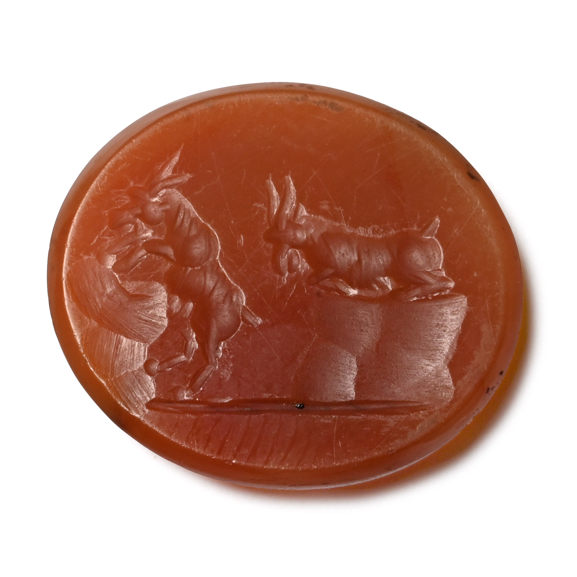 Carnelian Gemstone with a Bucolic Scence