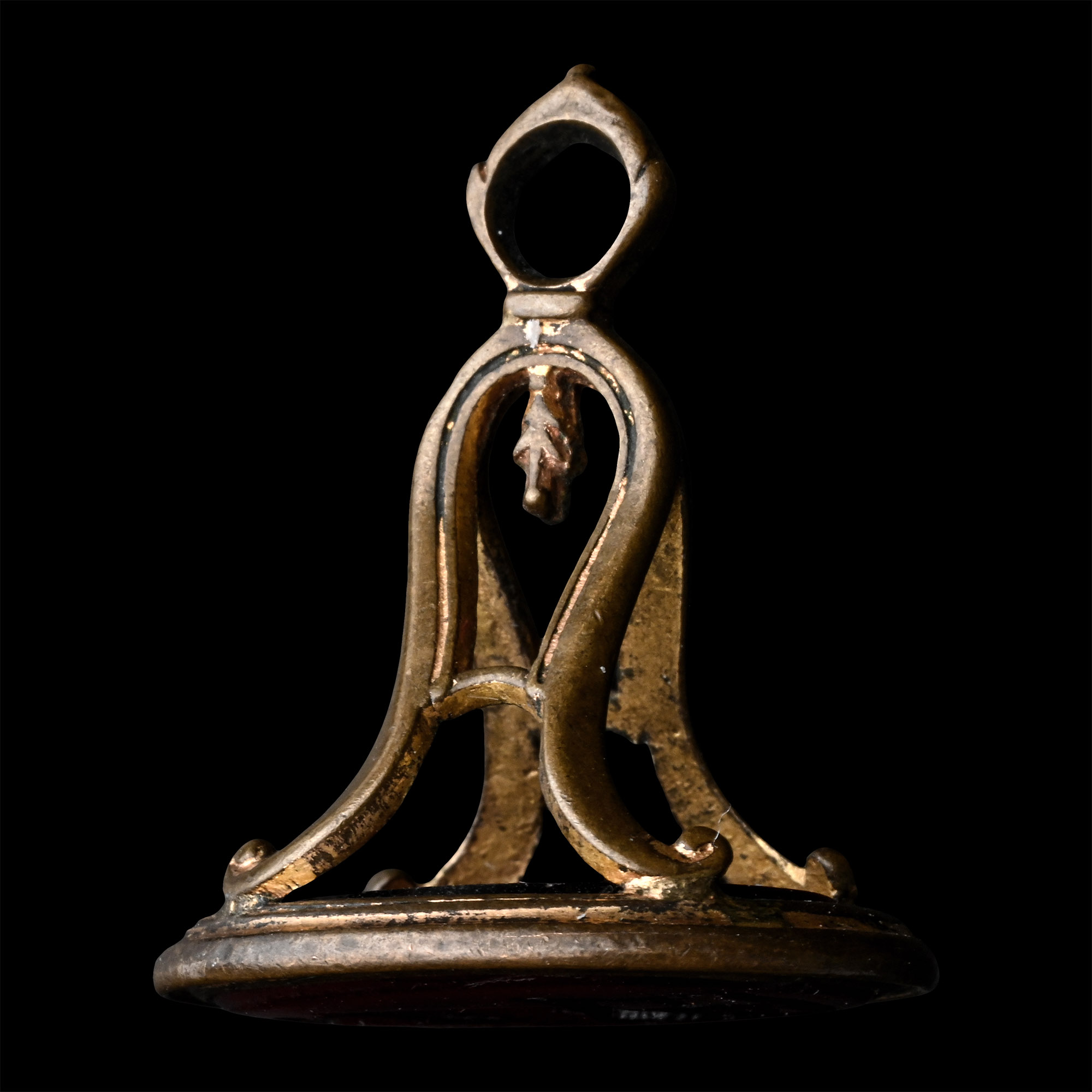 Grand Tour Glass Gemstone with Philosopher in Gilt Metal Seal