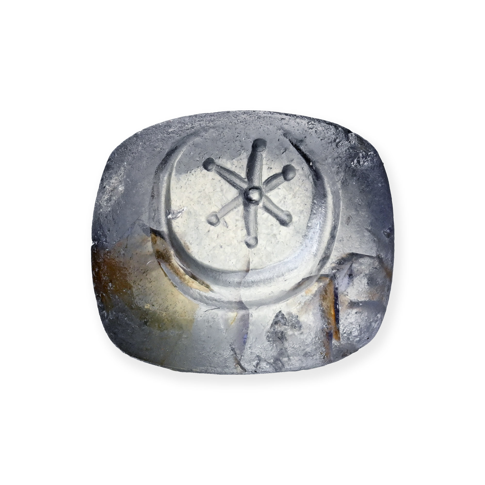 Roman Sapphire Gemstone with Crescent Moon and Star