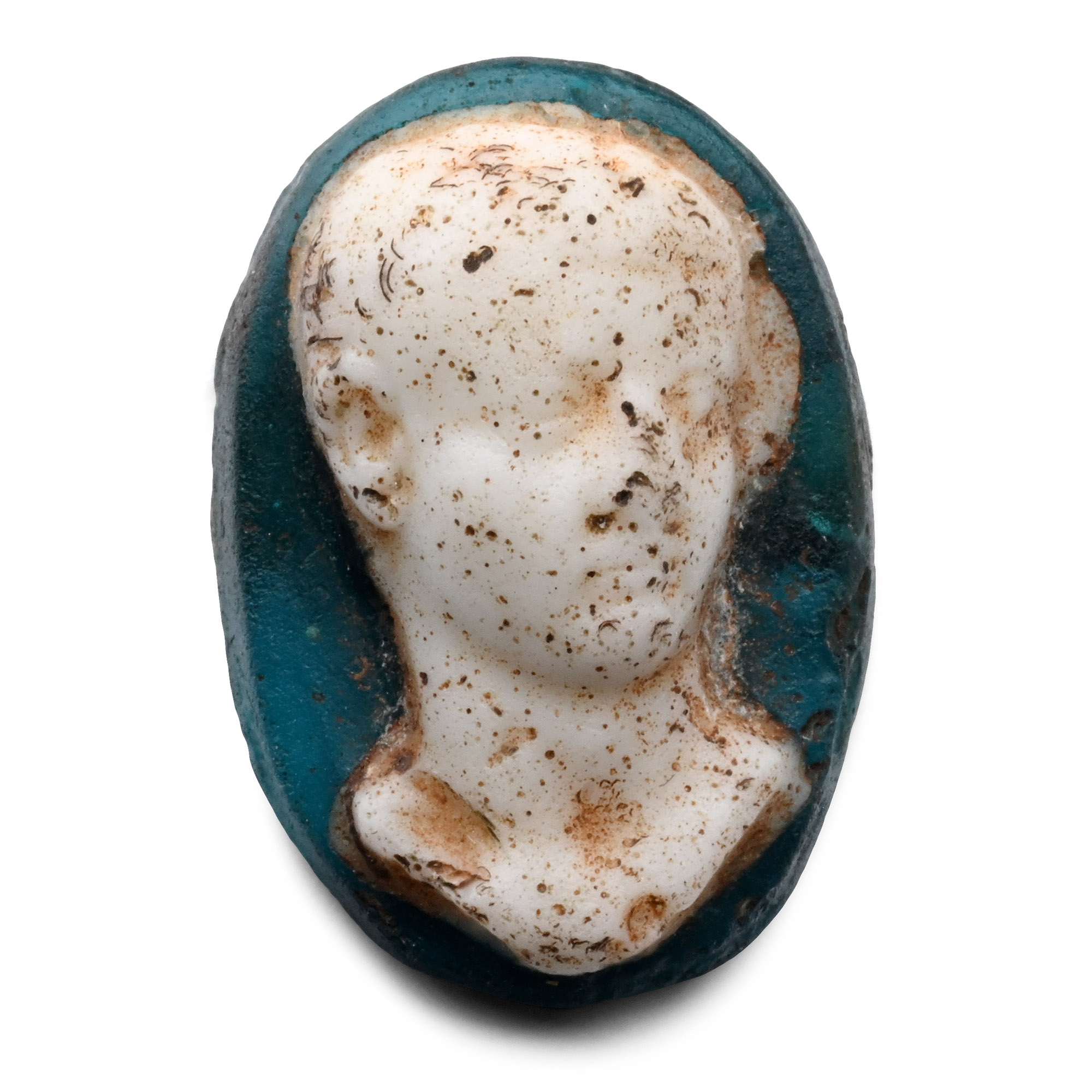 A Roman glass cameo with a bust of a Julio-Claudian prince