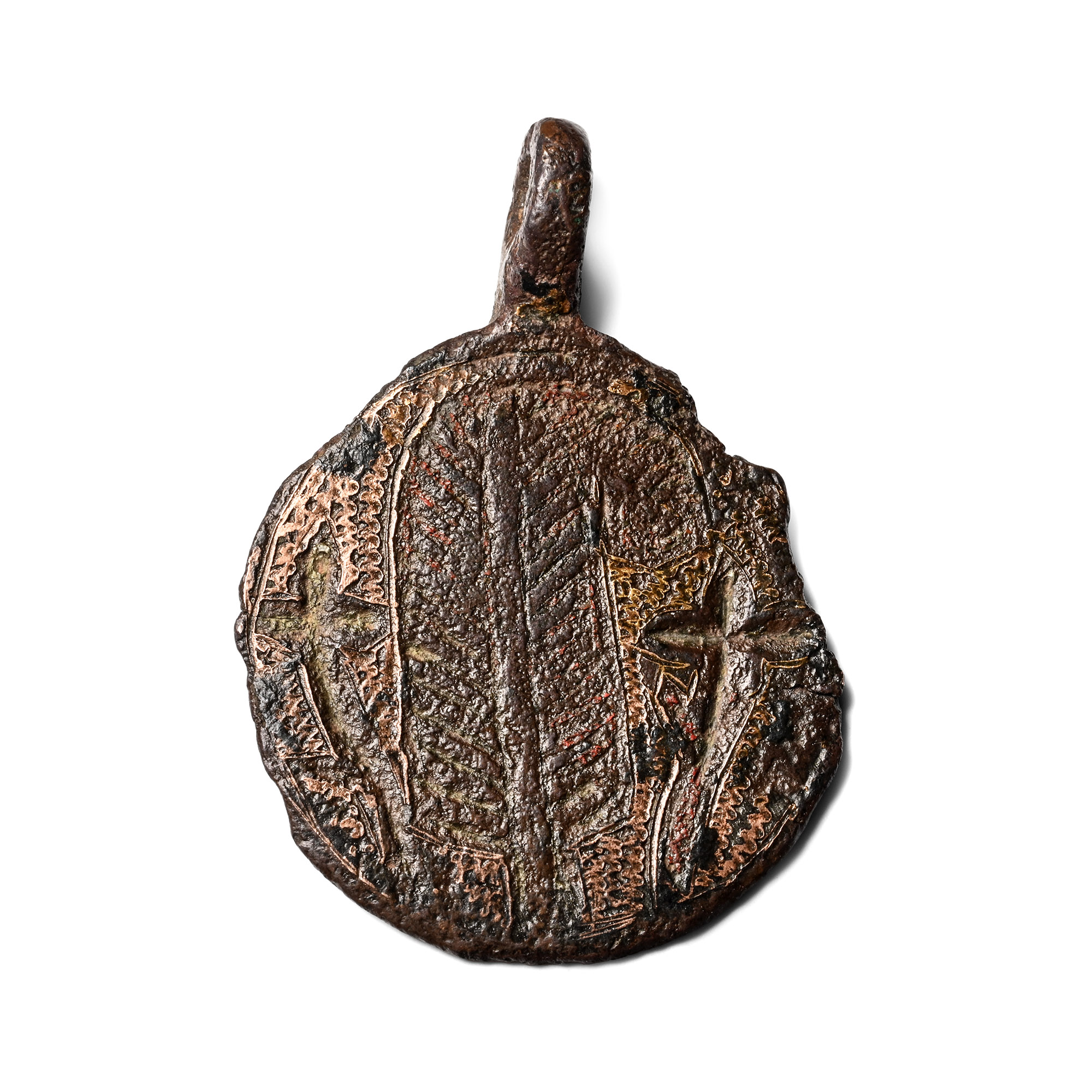 Medieval Knight's Bronze Heraldic Horse Harness Pendant with Feather