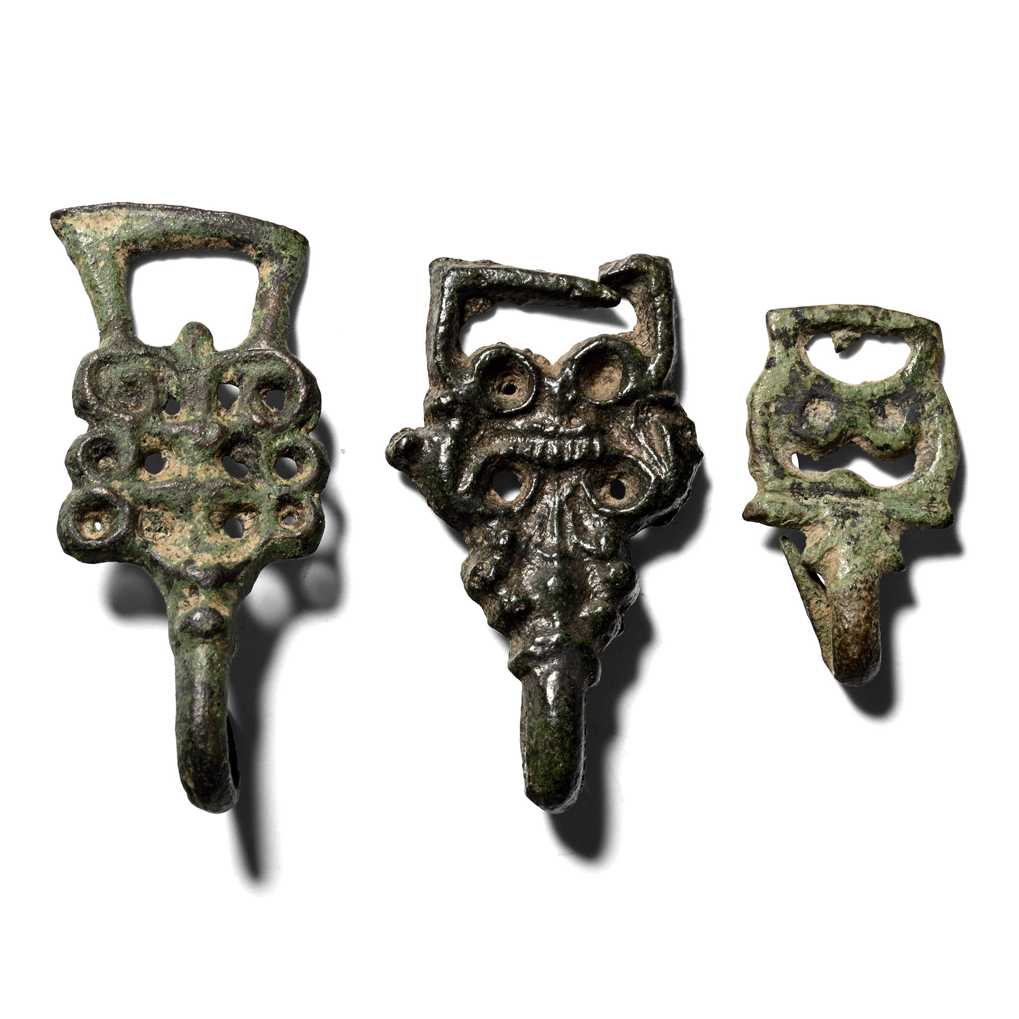 Tudor Period Bronze Hook Fastener Group