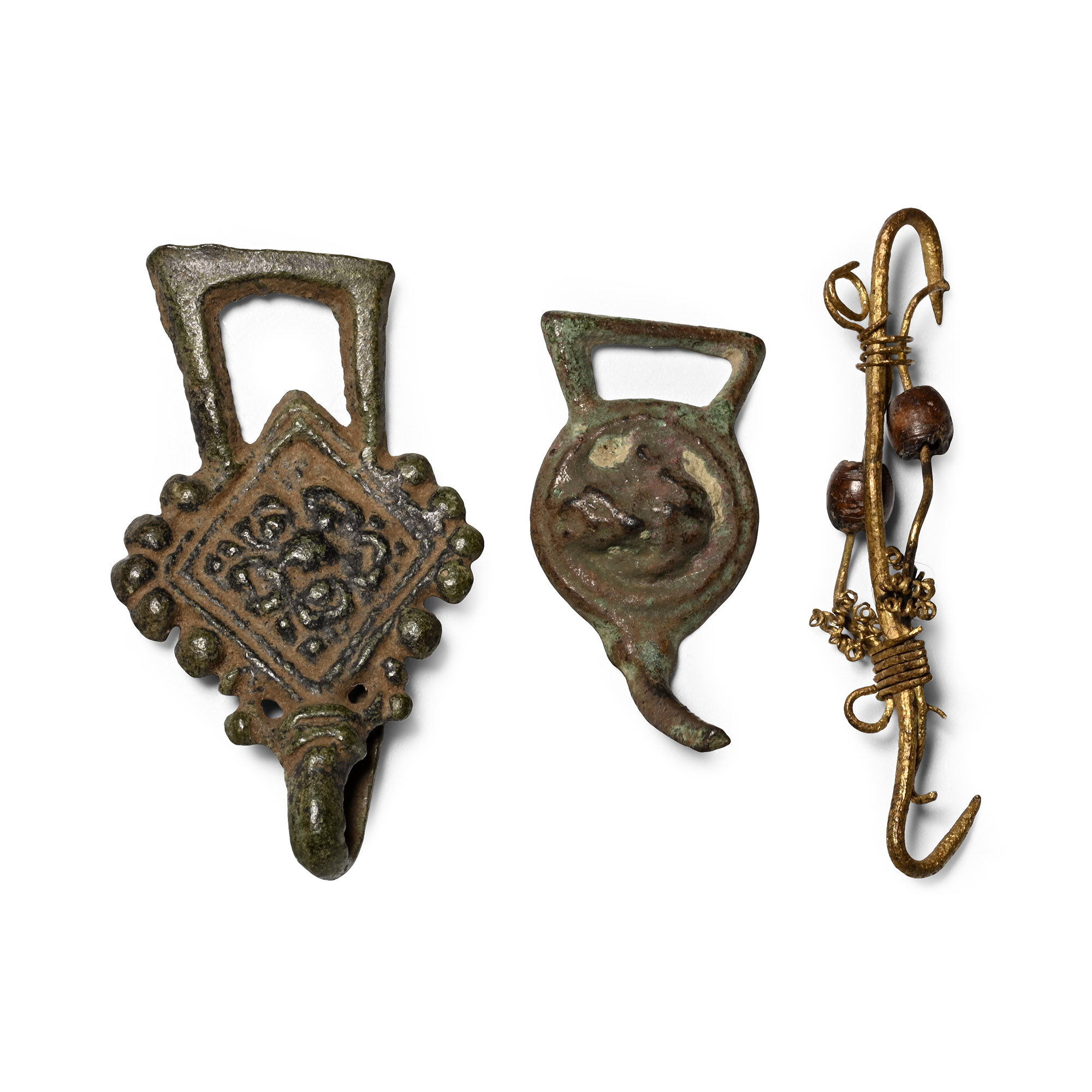 Tudor Period Bronze Hook Fastener Group