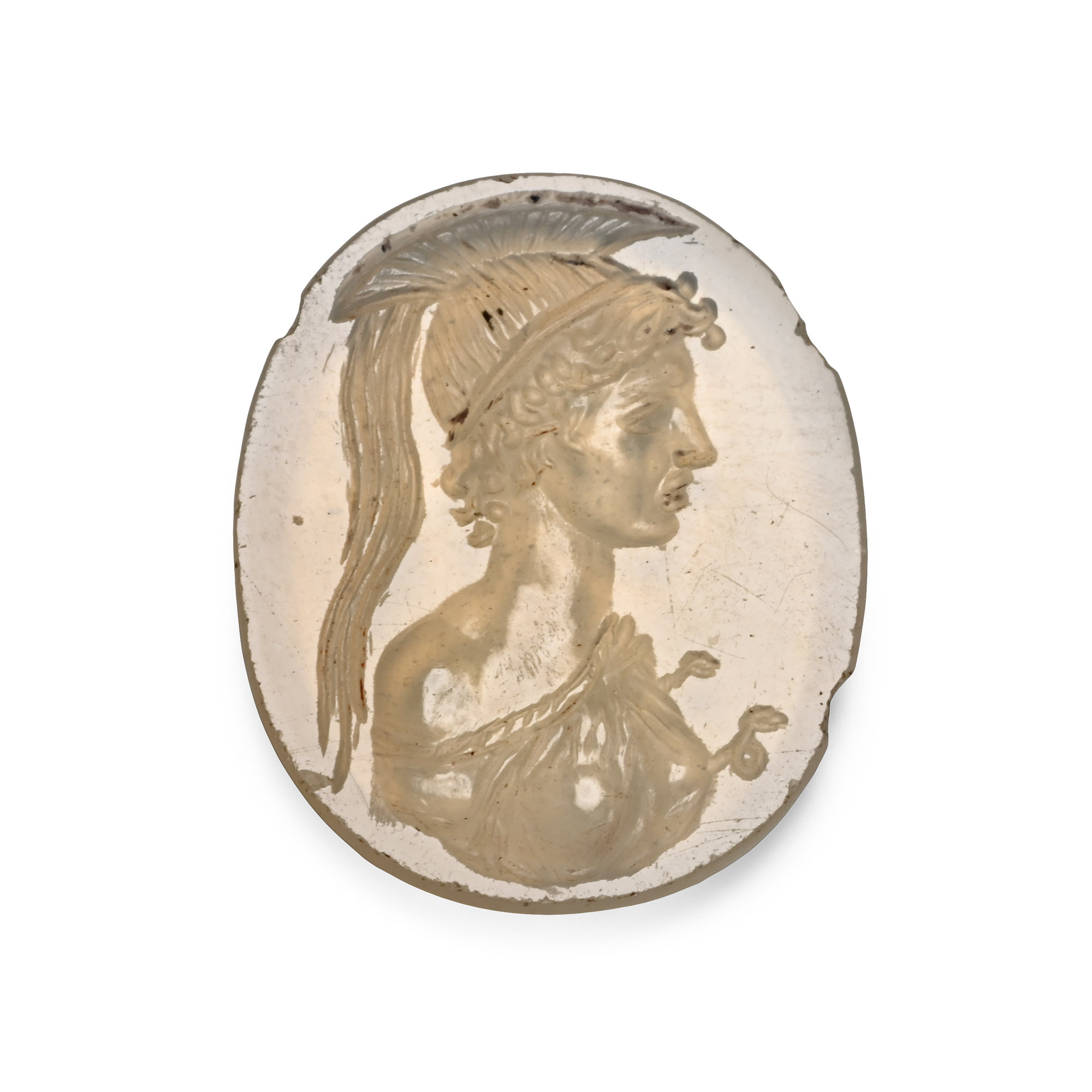 Post Medieval Chalcedony Gemstone with Bust of Minerva