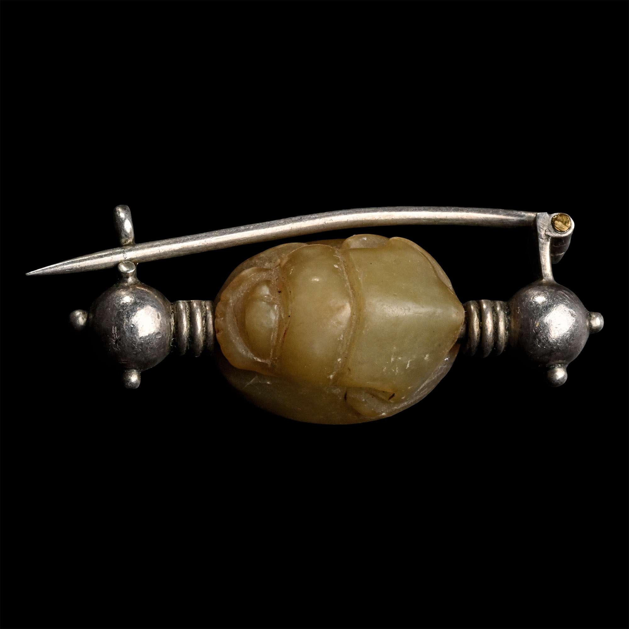 Etruscan Carnelian Scarab with Sphinx in Later Victorian Silver Mount