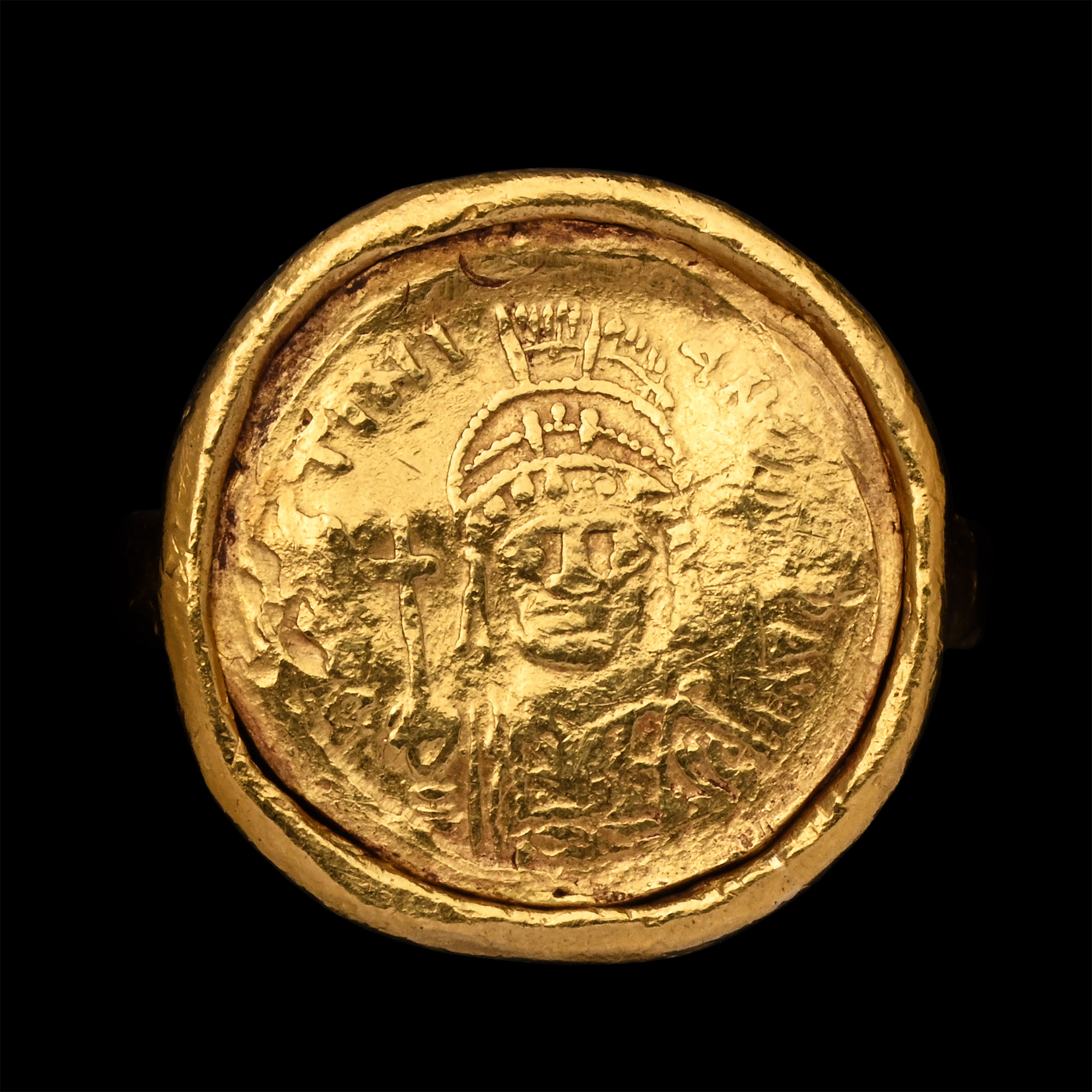 Byzantine Gold Solidus in Gold Ring