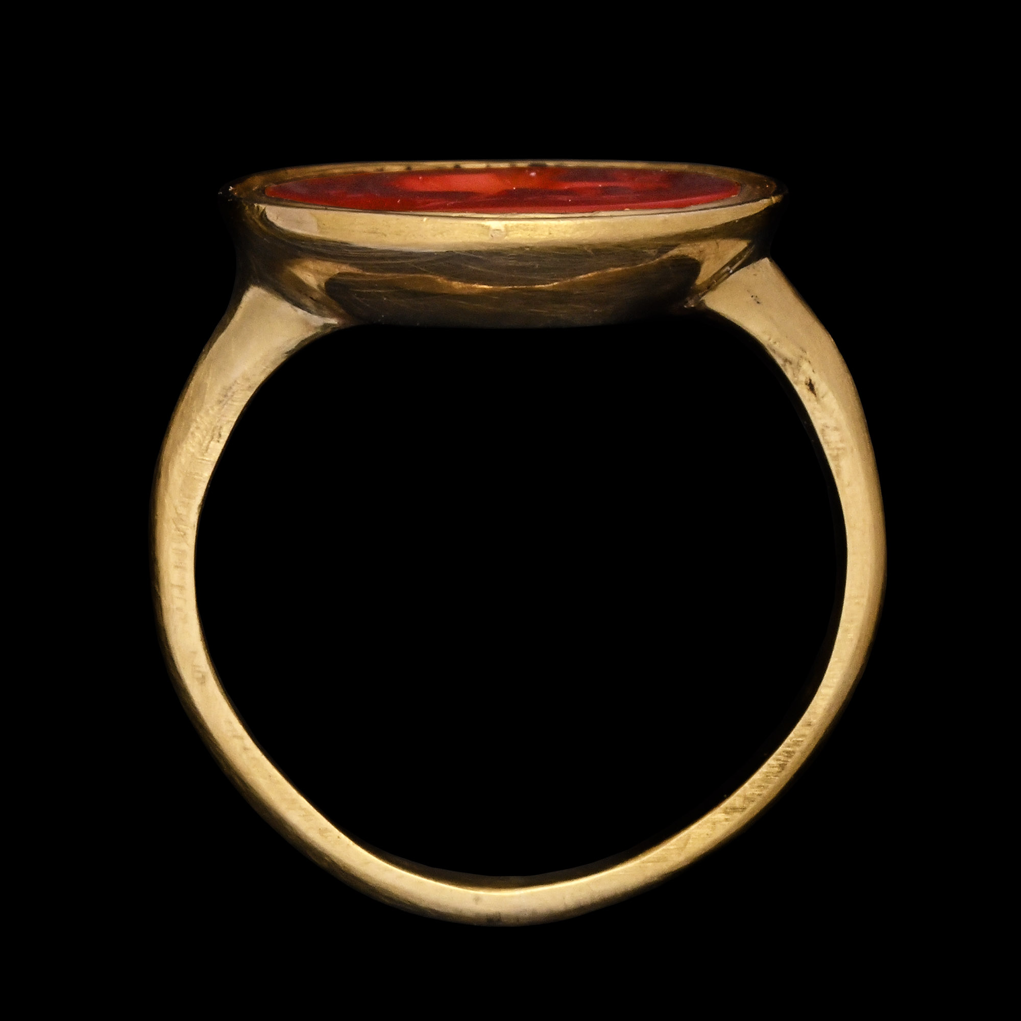 Roman Carnelian Gemstone with Gryllus in Gold Ring