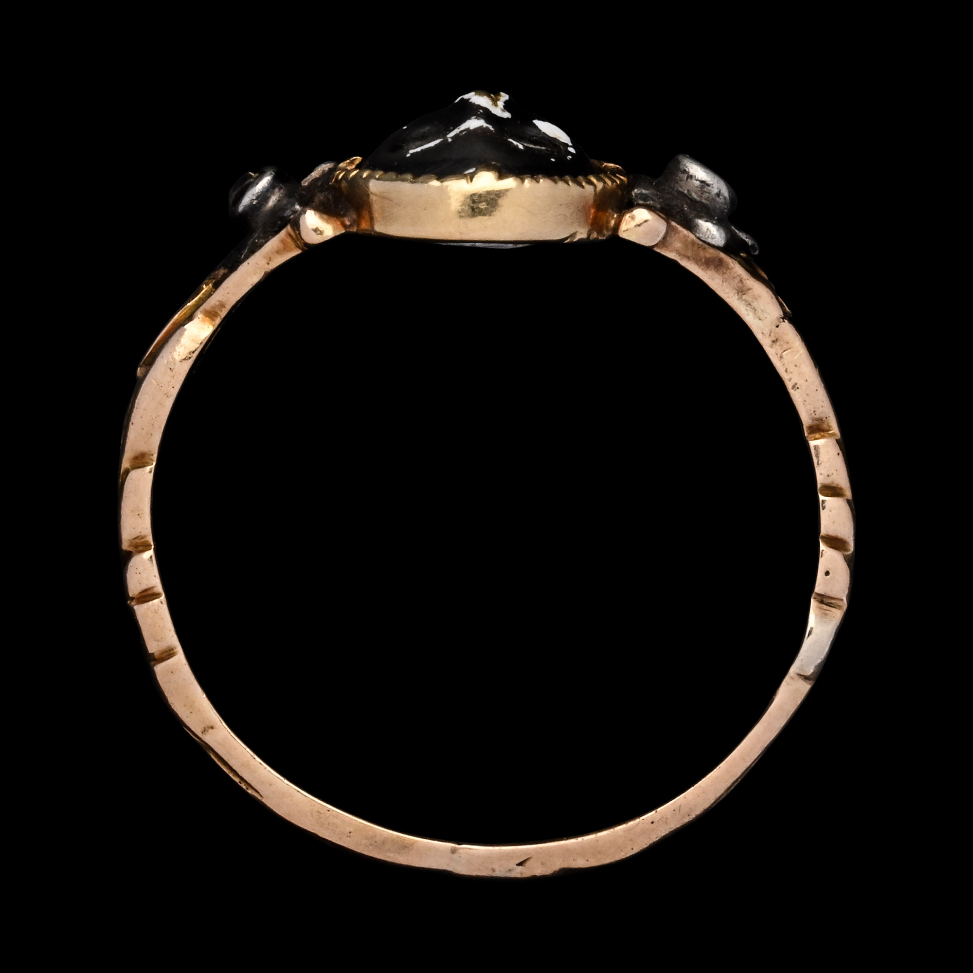 Gem-Set Masquerade Gold Ring with Love Inscription