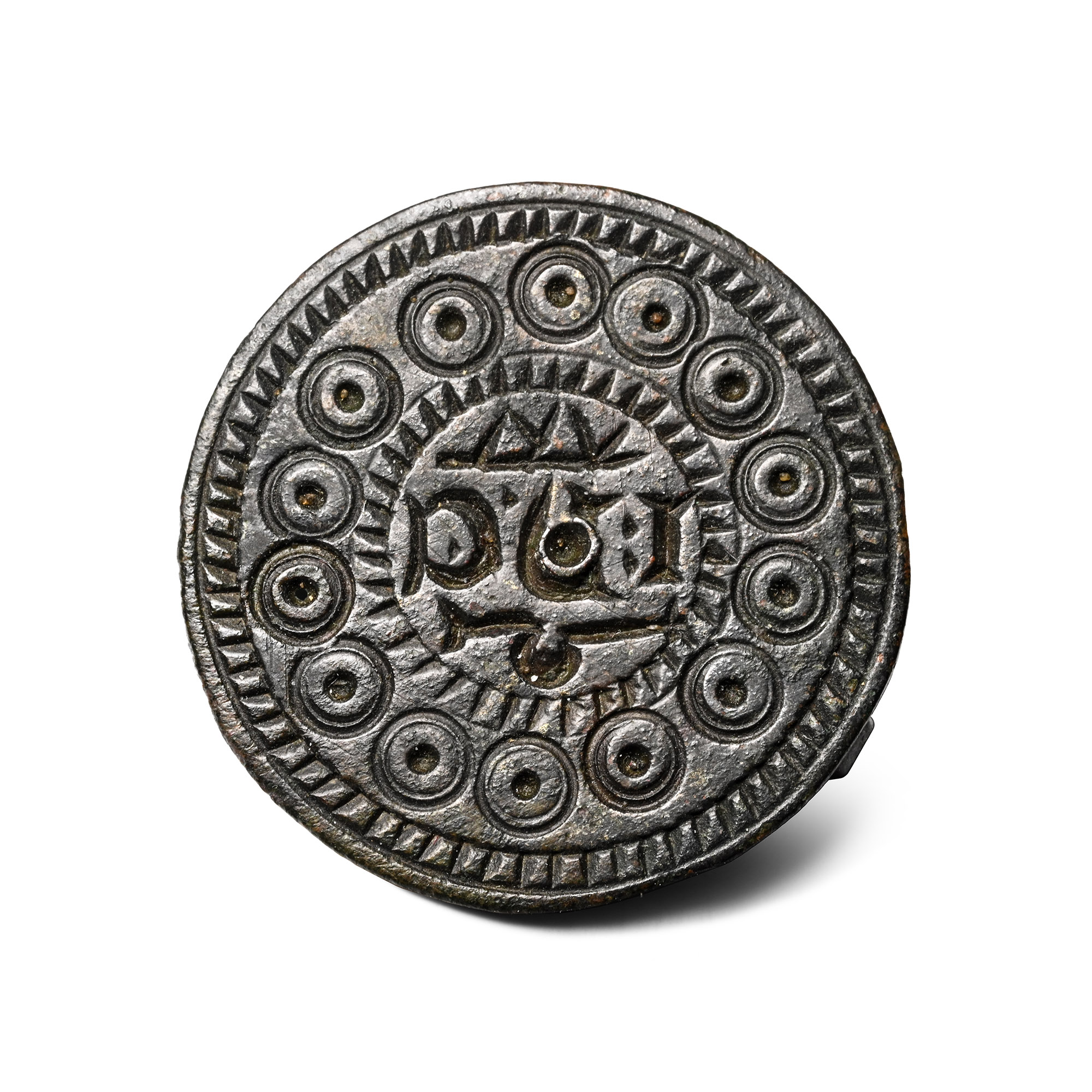 Medieval Bronze Jetton Brooch