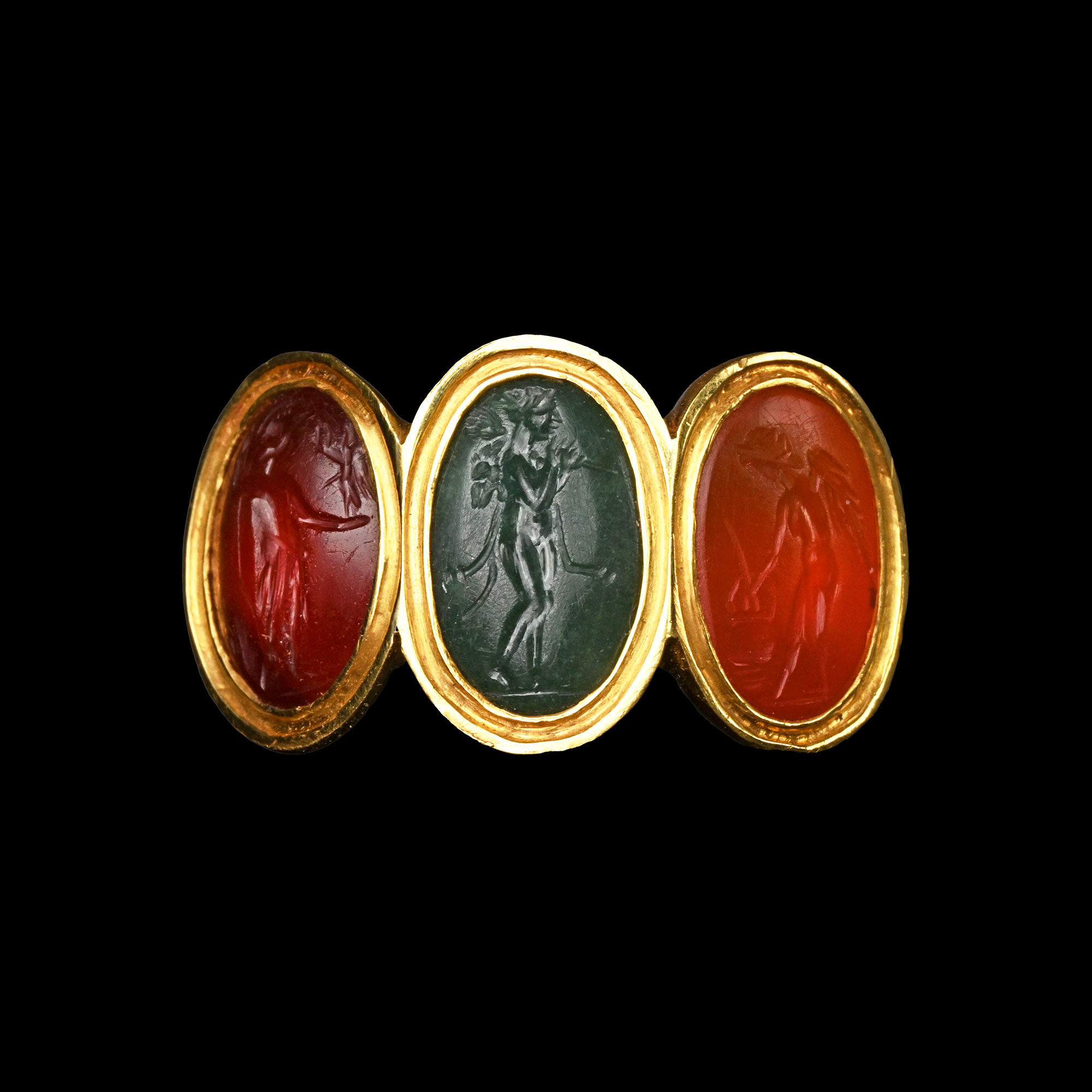 Three Roman Gemstones in a Gold Ring
