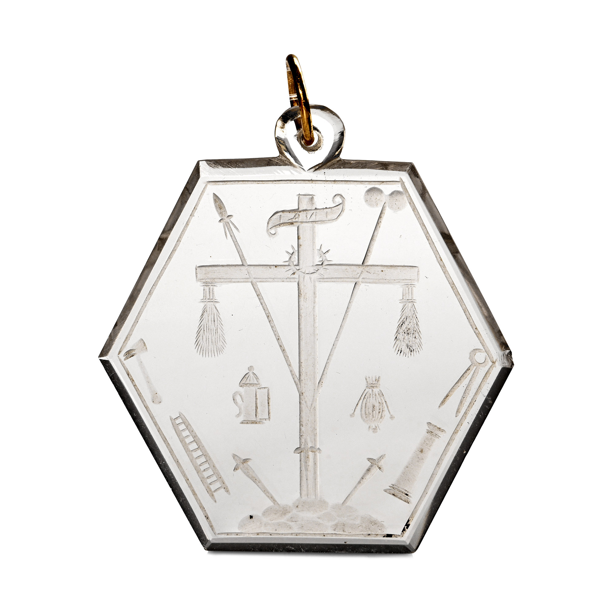 Large Rock Crystal Pendant with Cross