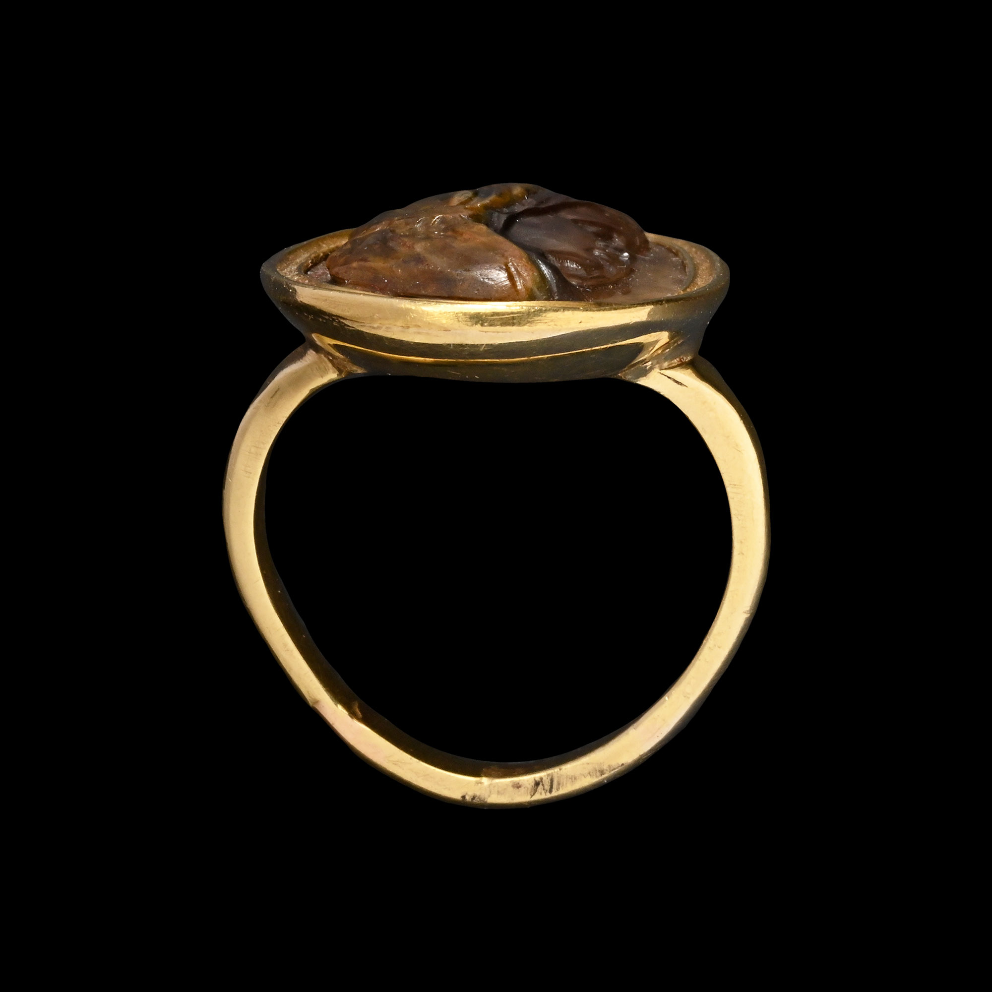 Renaissance Agate Cameo of a Woman in Gold Ring