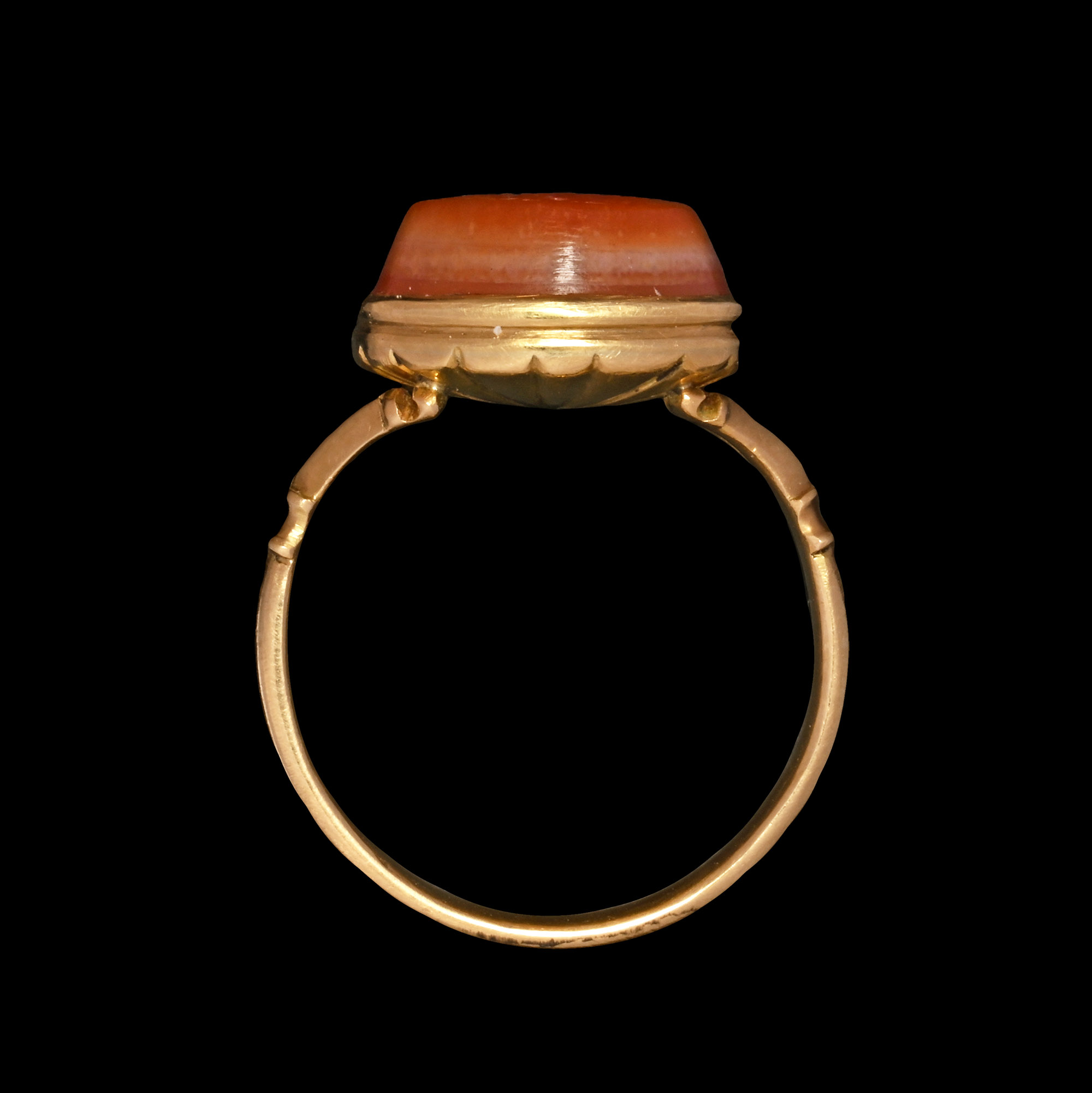 Renaissance Agate Gemstone with Eros Riding a Hippocampus in Gold Ring