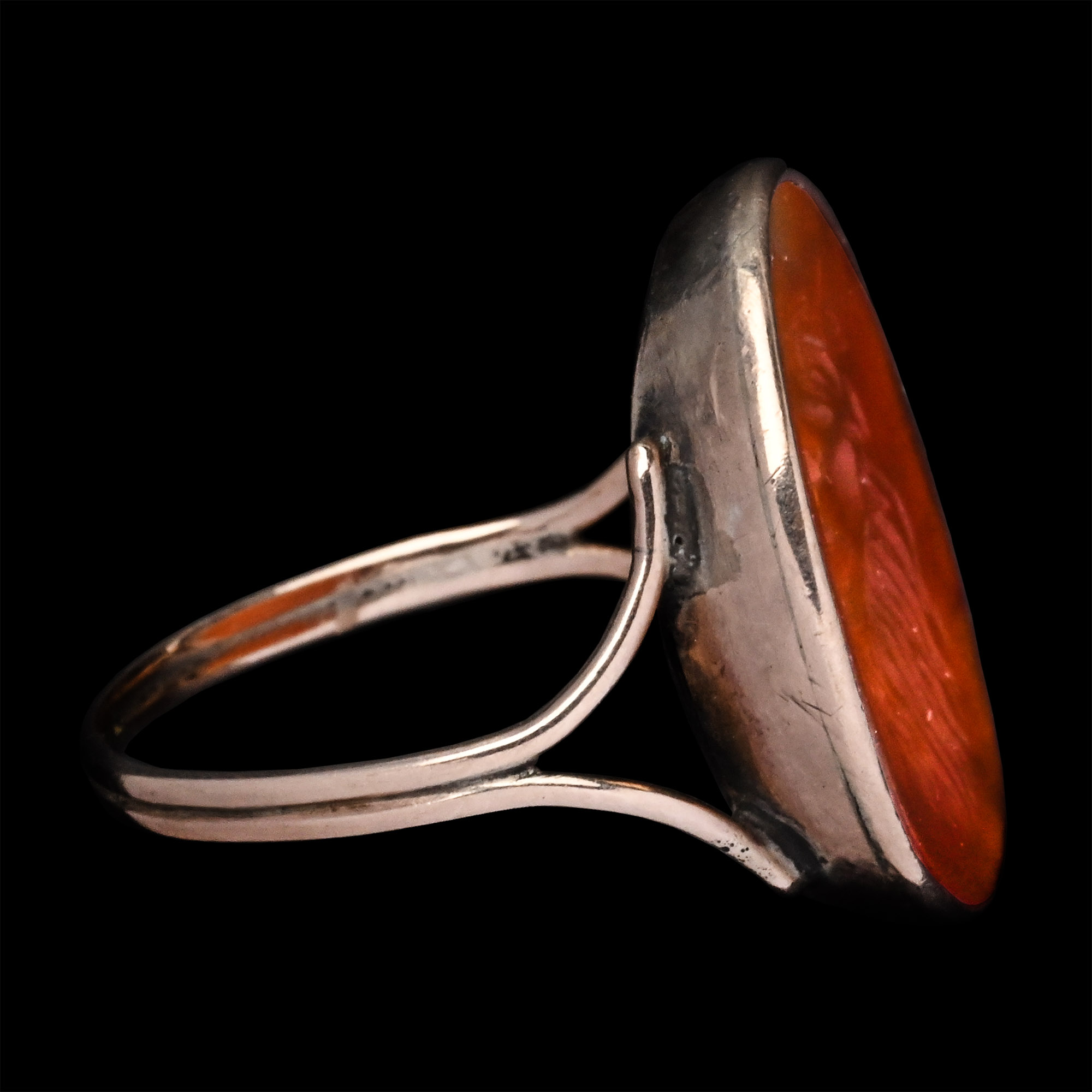 Georgian Gold Ring with Carnelian Gemstone with Head of Papposilenus