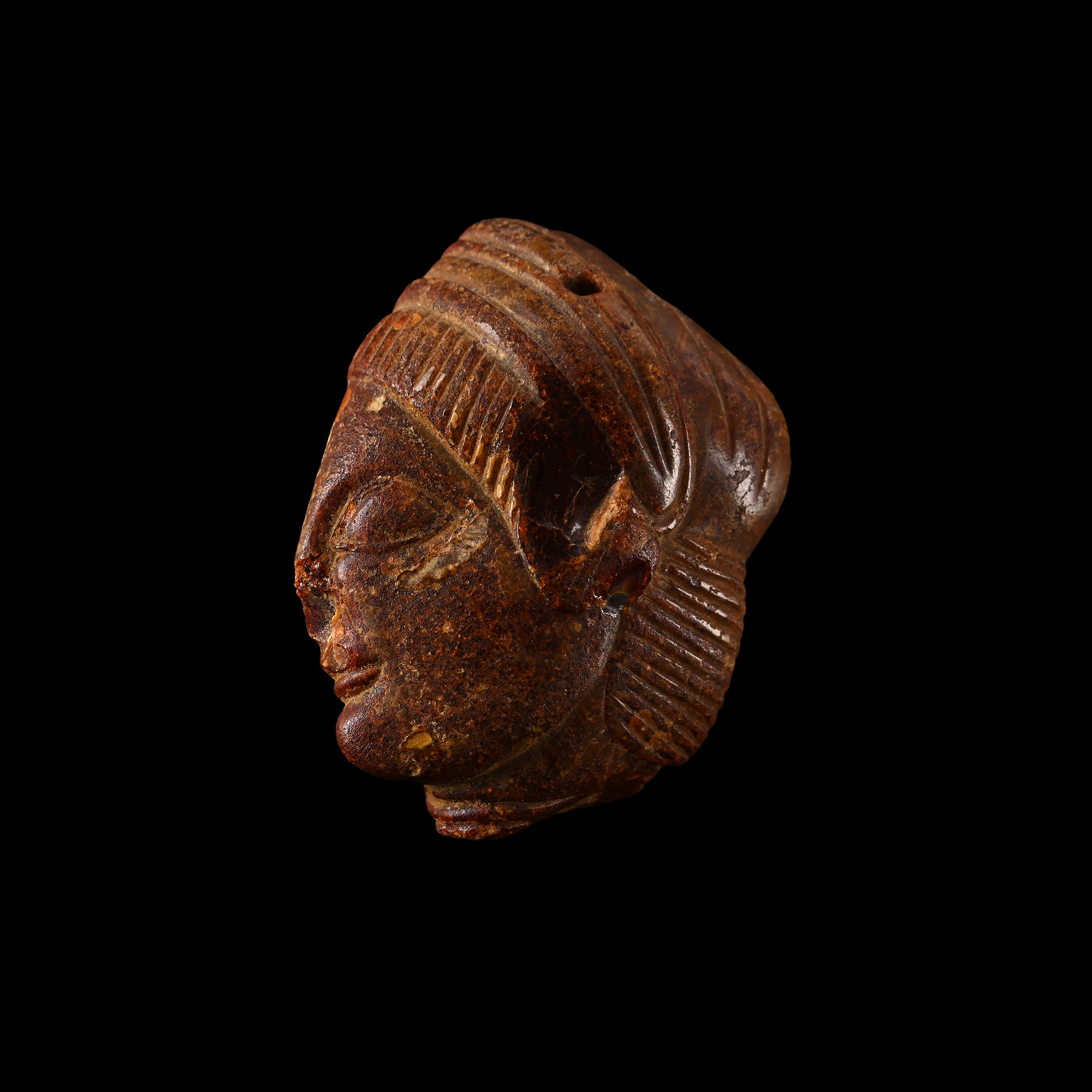 Etruscan Amber Head Pendant