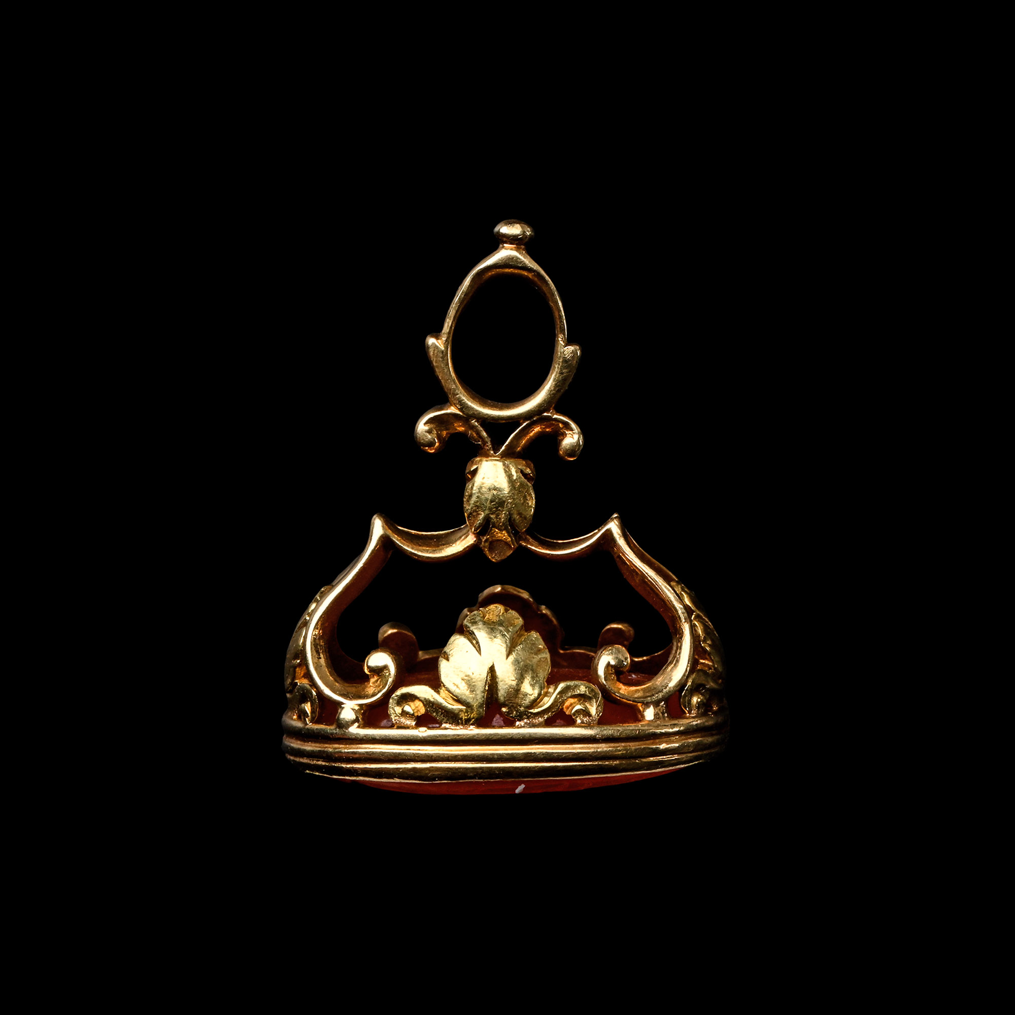 Renaissance Gold Fob Seal with Carnelian Gemstone of a Herm and Figures