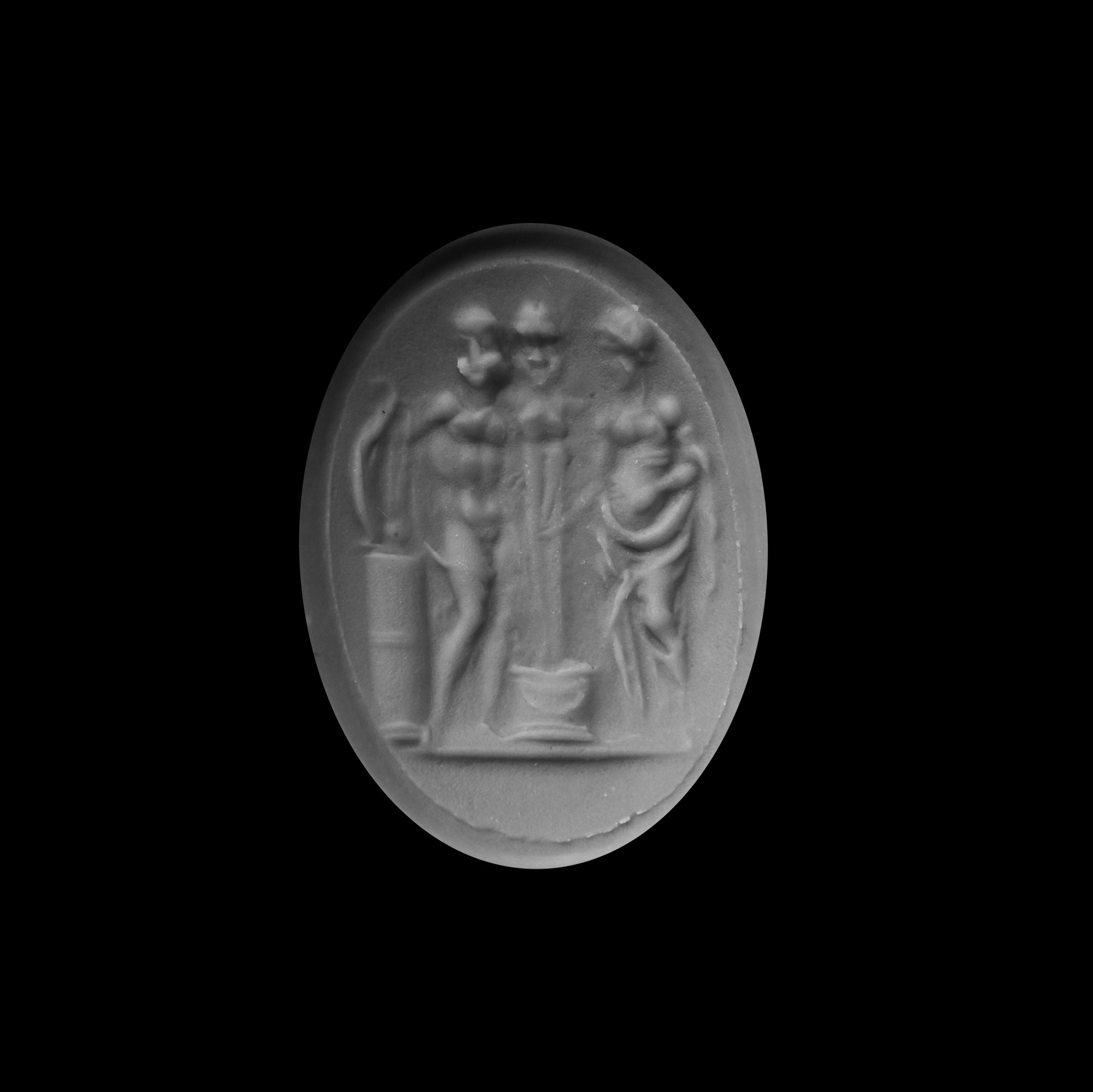 Renaissance Gold Fob Seal with Carnelian Gemstone of a Herm and Figures