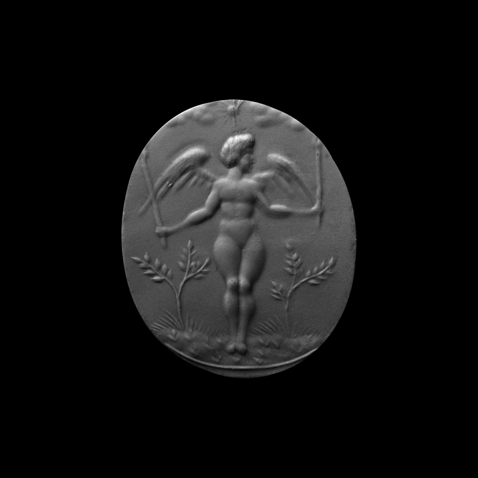 Renaissance Gold Pendant with Agate Gemstone of Cupid