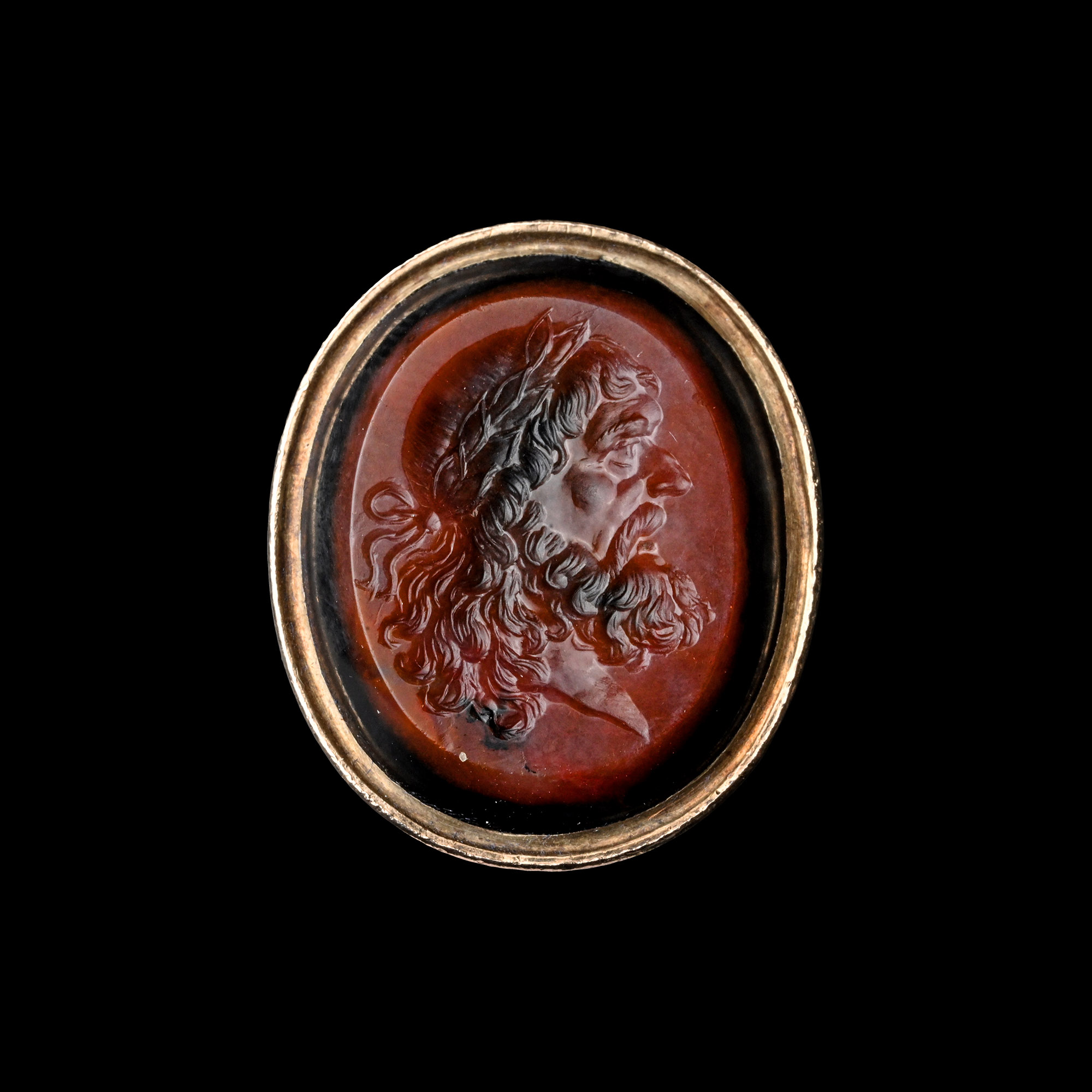 Gold Fob Seal Set with Jasper Intaglio of Zeus