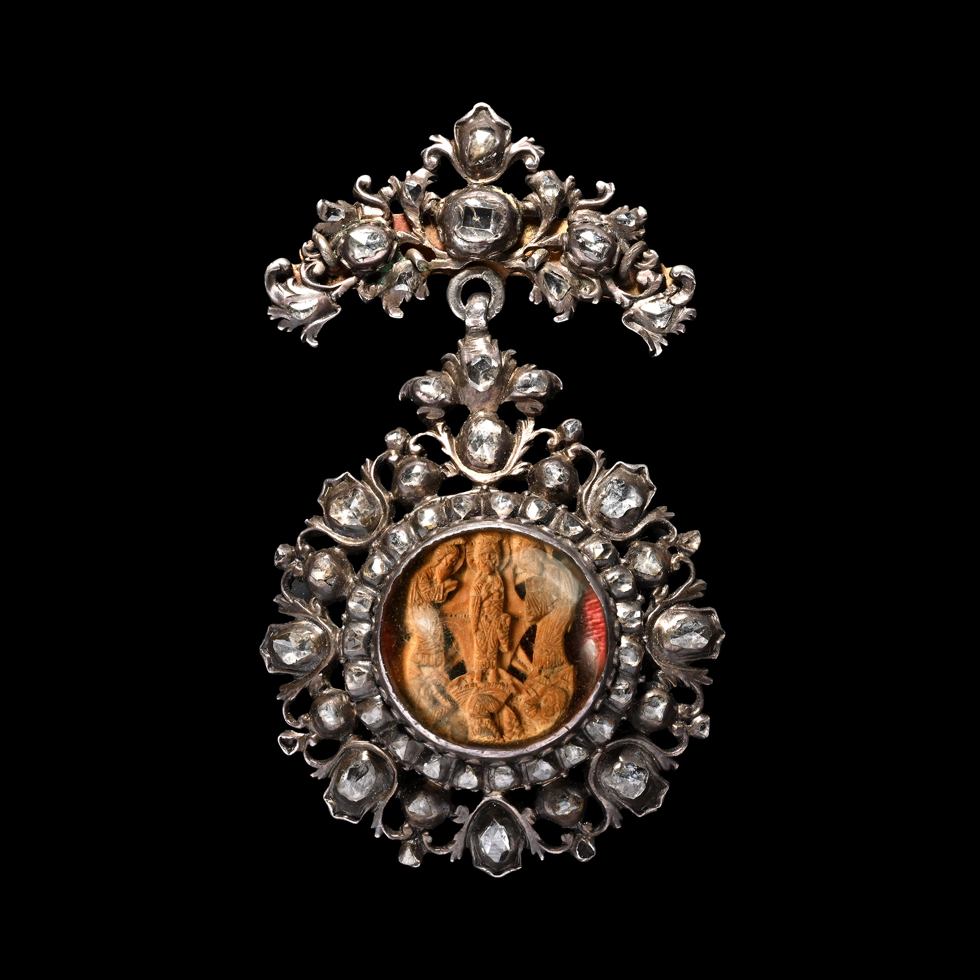 Silver and Diamond Pendant with Holy Trinity