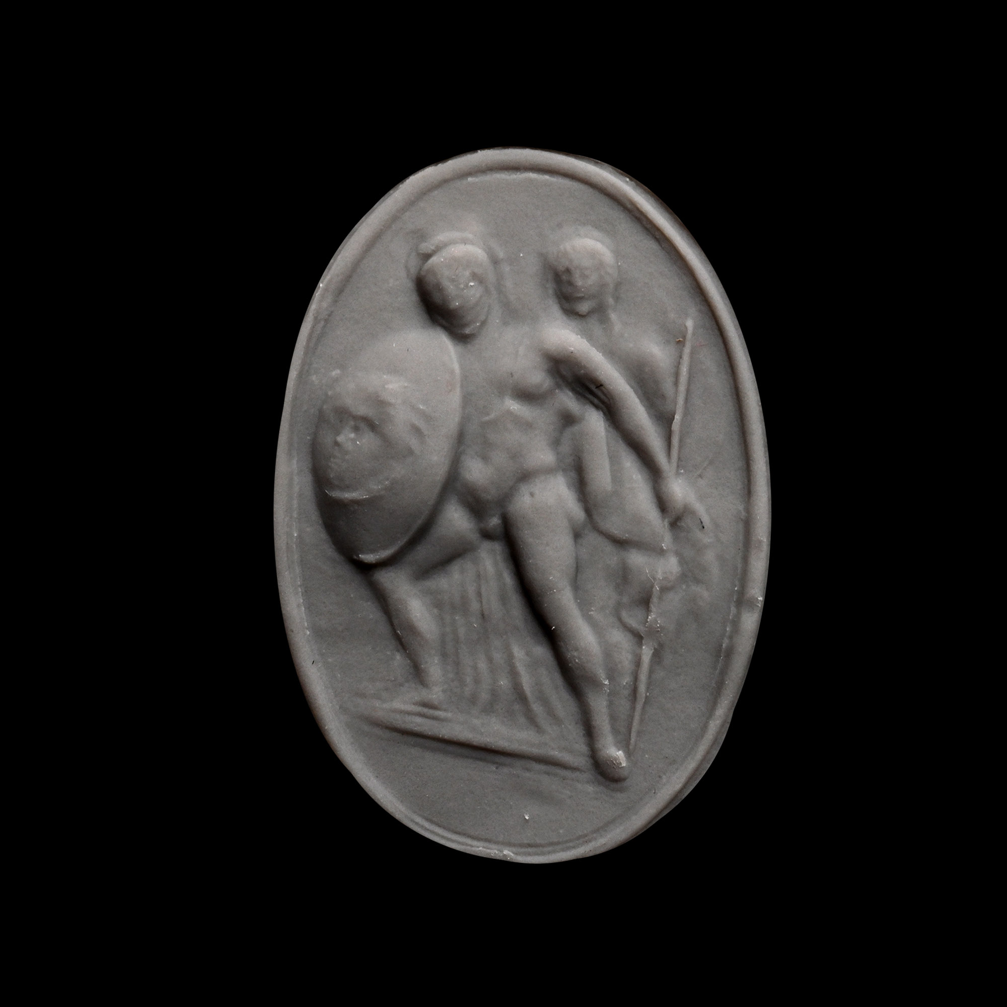 Banded Agate Intaglio Depicting Perseus and Andromeda in Gold Pendant