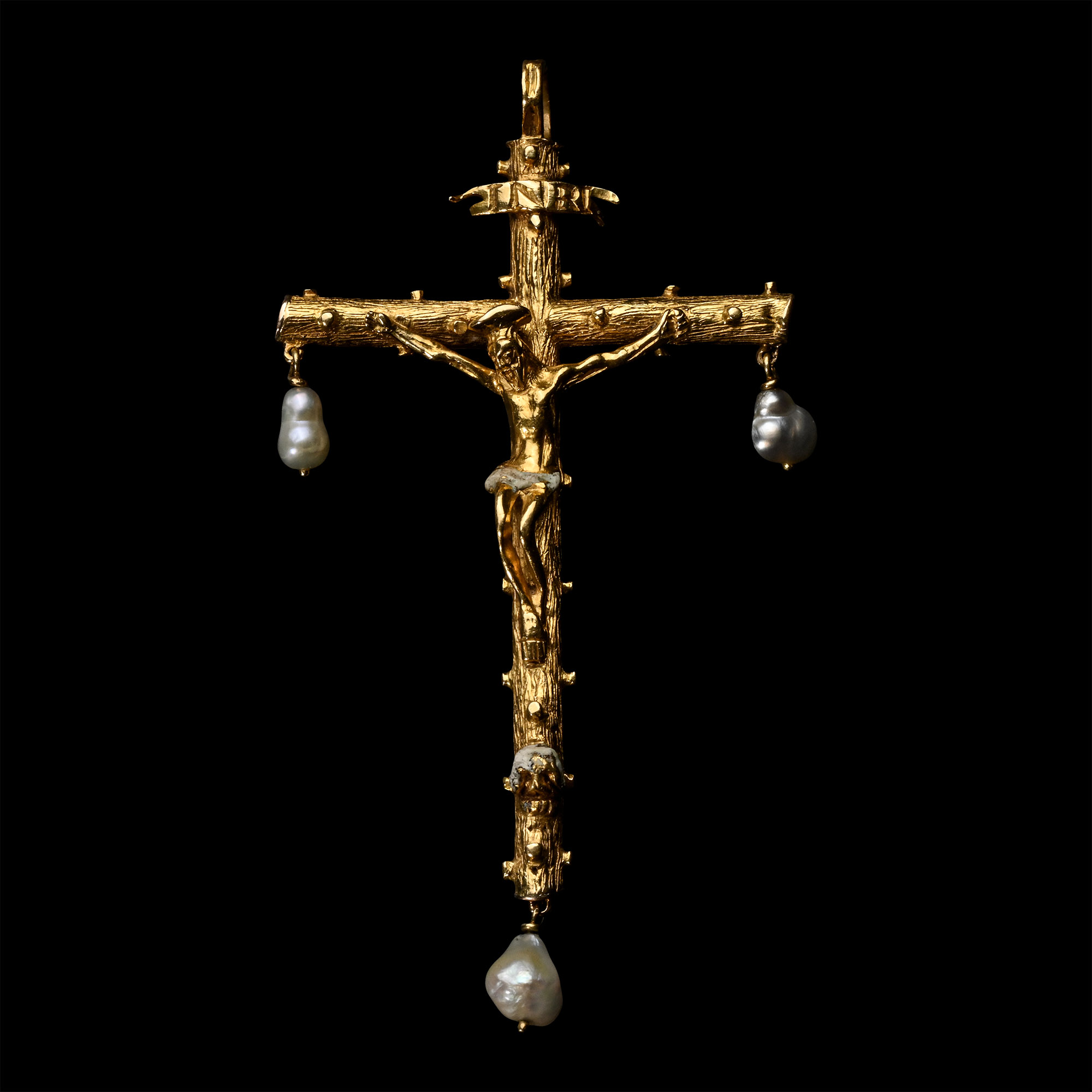 Renaissance Gold and Enamelled Crucifix Pendant