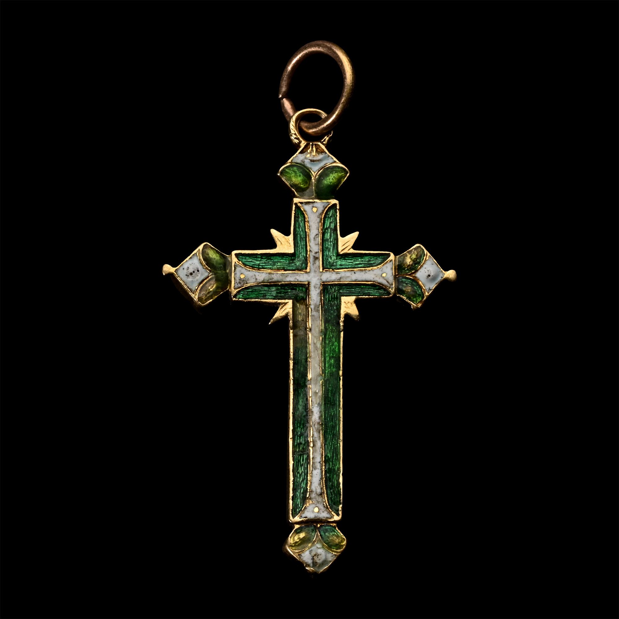 Enamelled Gold Cross Pendant with Instruments of Passion