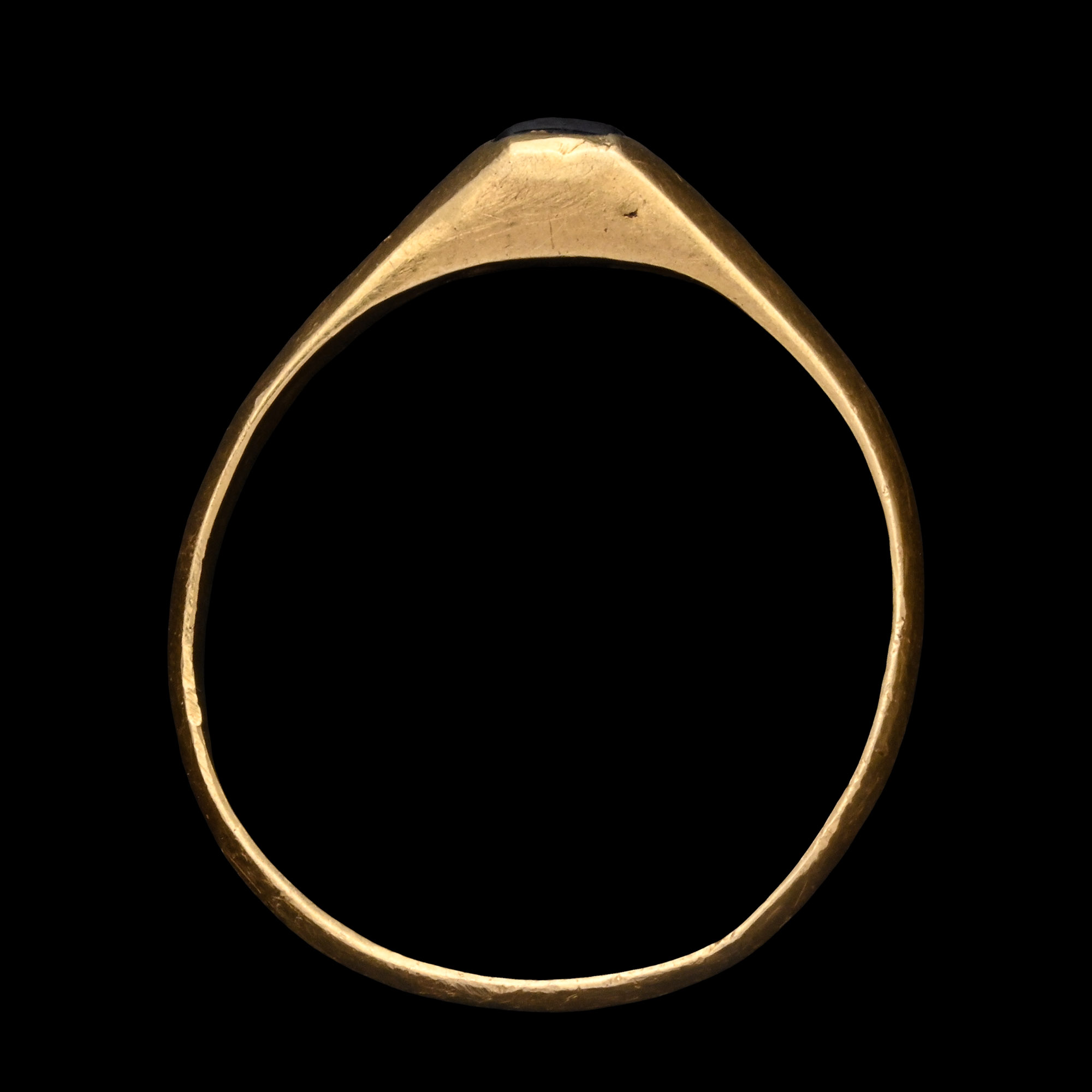 Medieval Gold Stirrup Ring with Sapphire